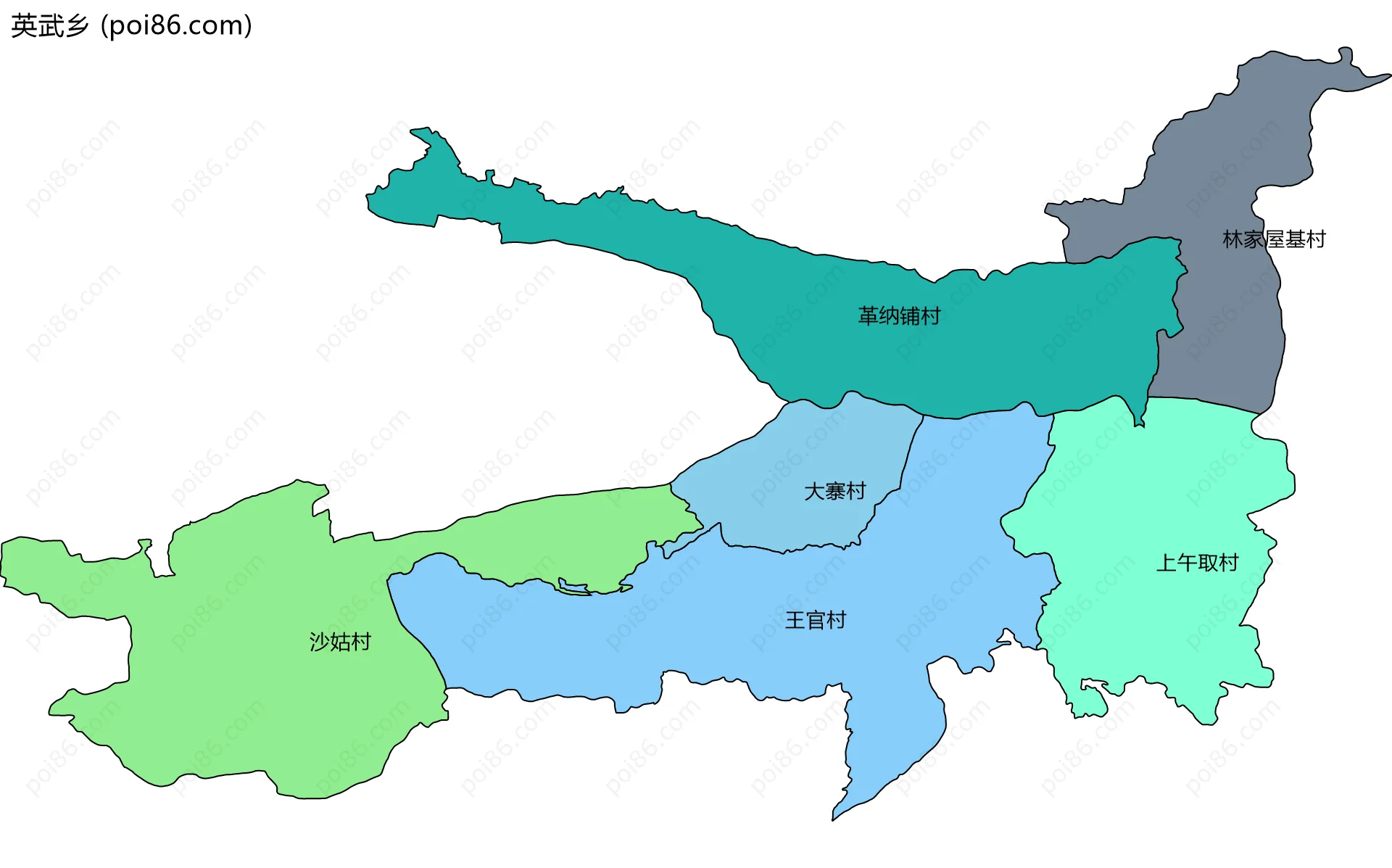 英武乡边界地图(五级行政区划)