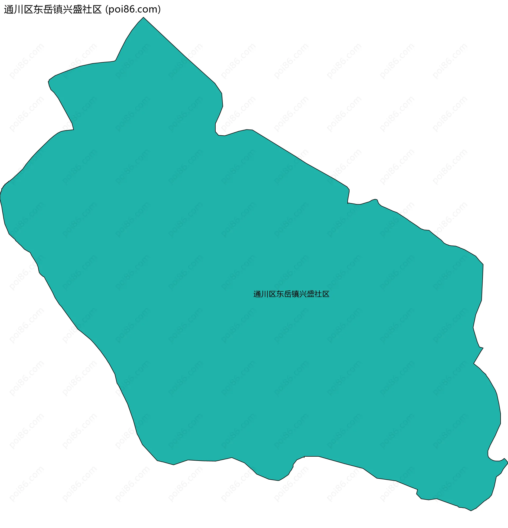 通川区东岳镇兴盛社区边界地图