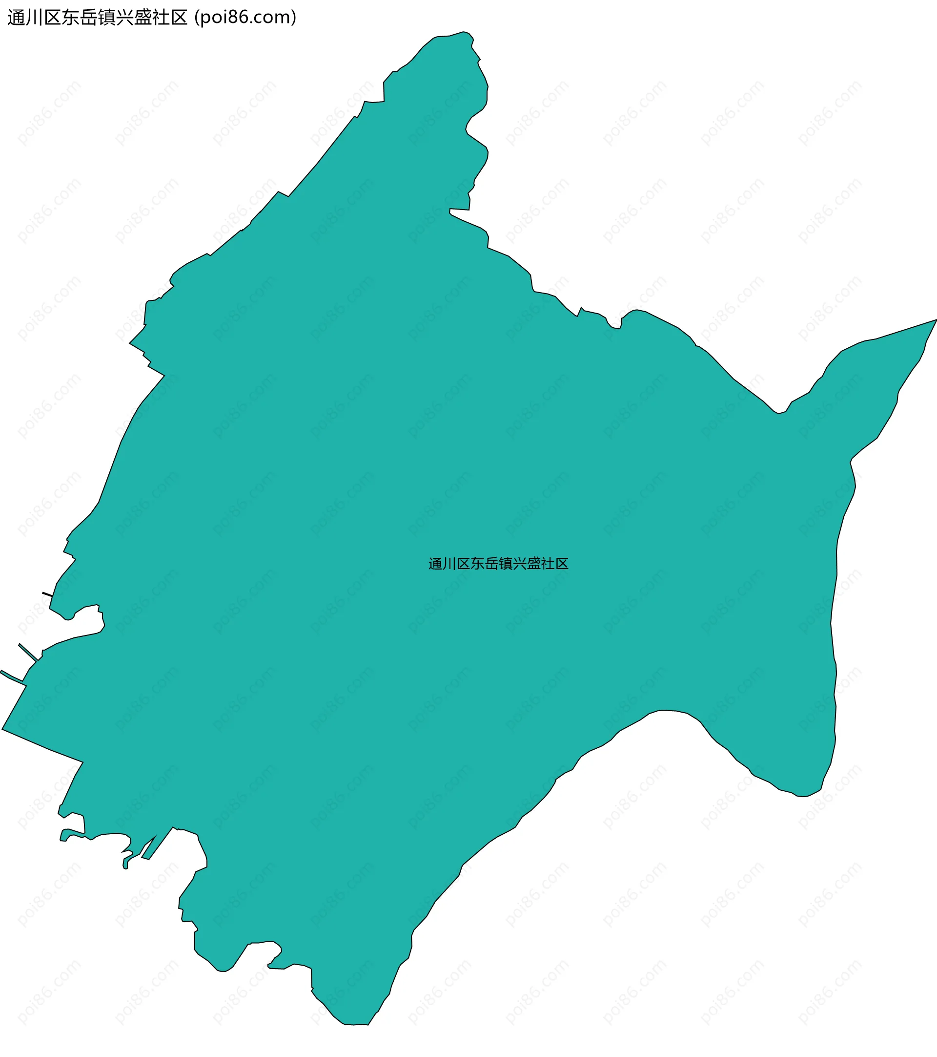 通川区东岳镇兴盛社区边界地图