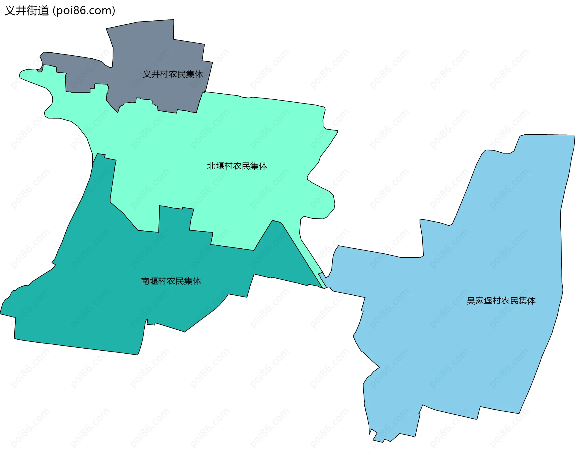 义井街道边界地图(五级行政区划)