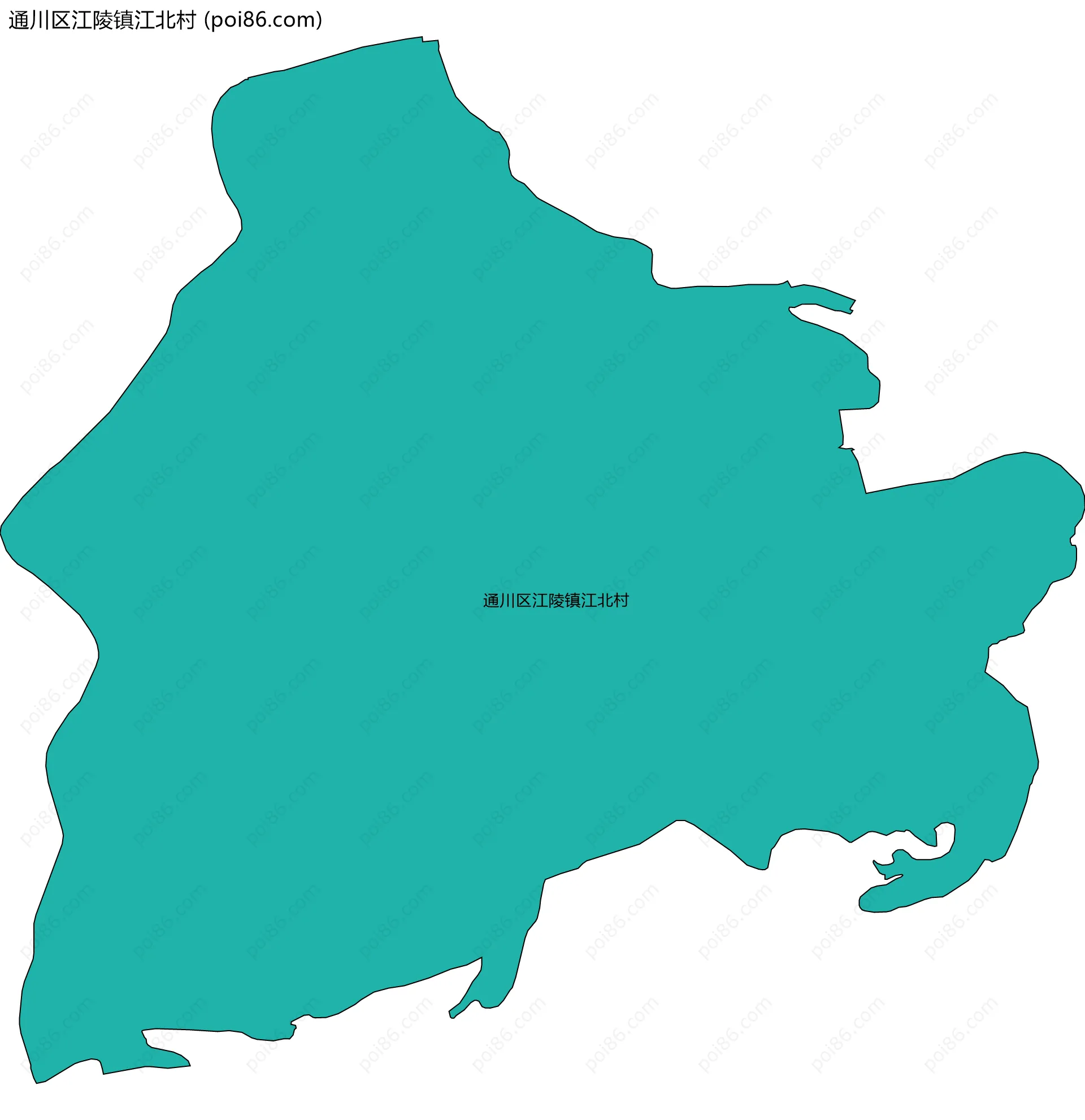 通川区江陵镇江北村边界地图