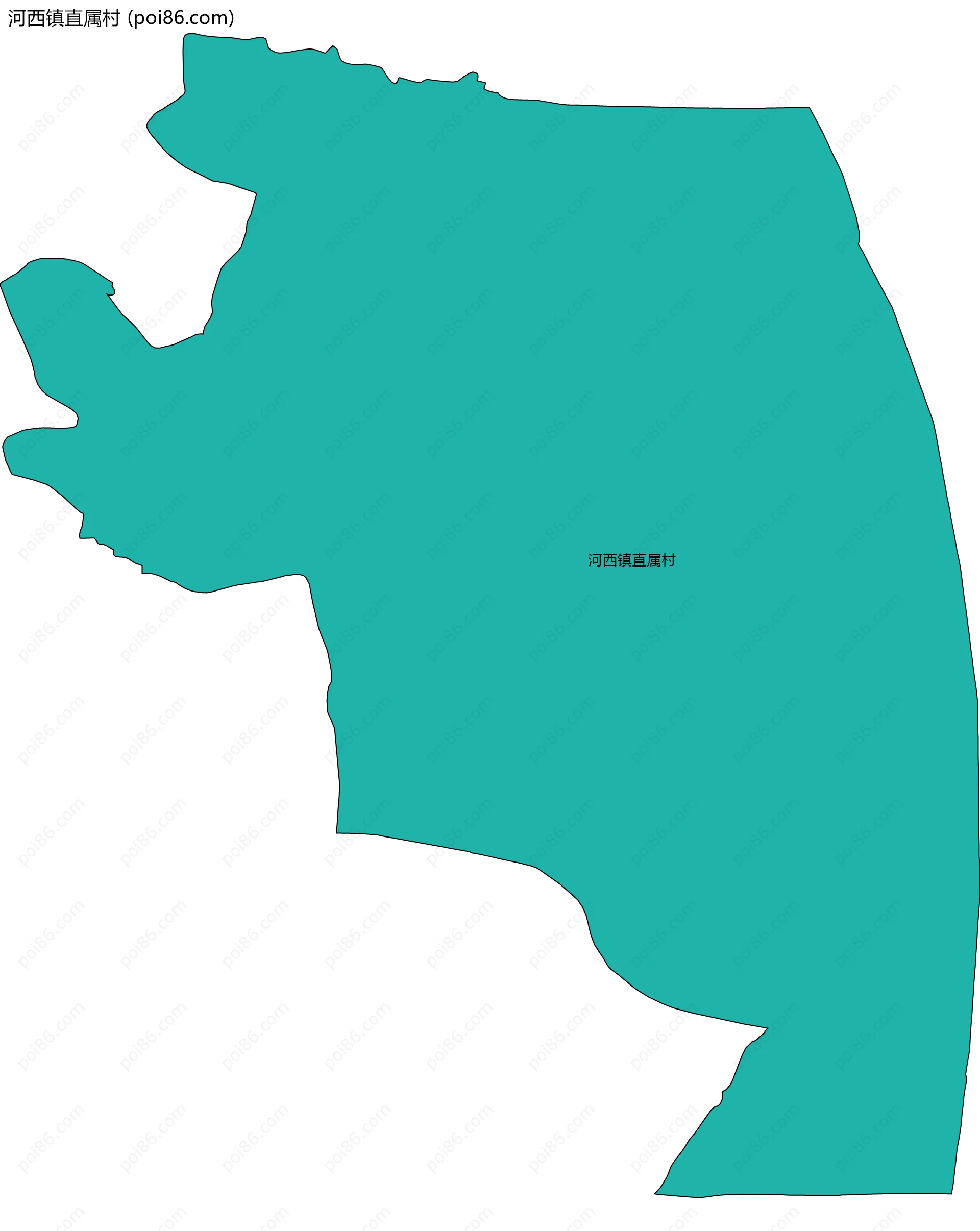 河西镇直属村边界地图