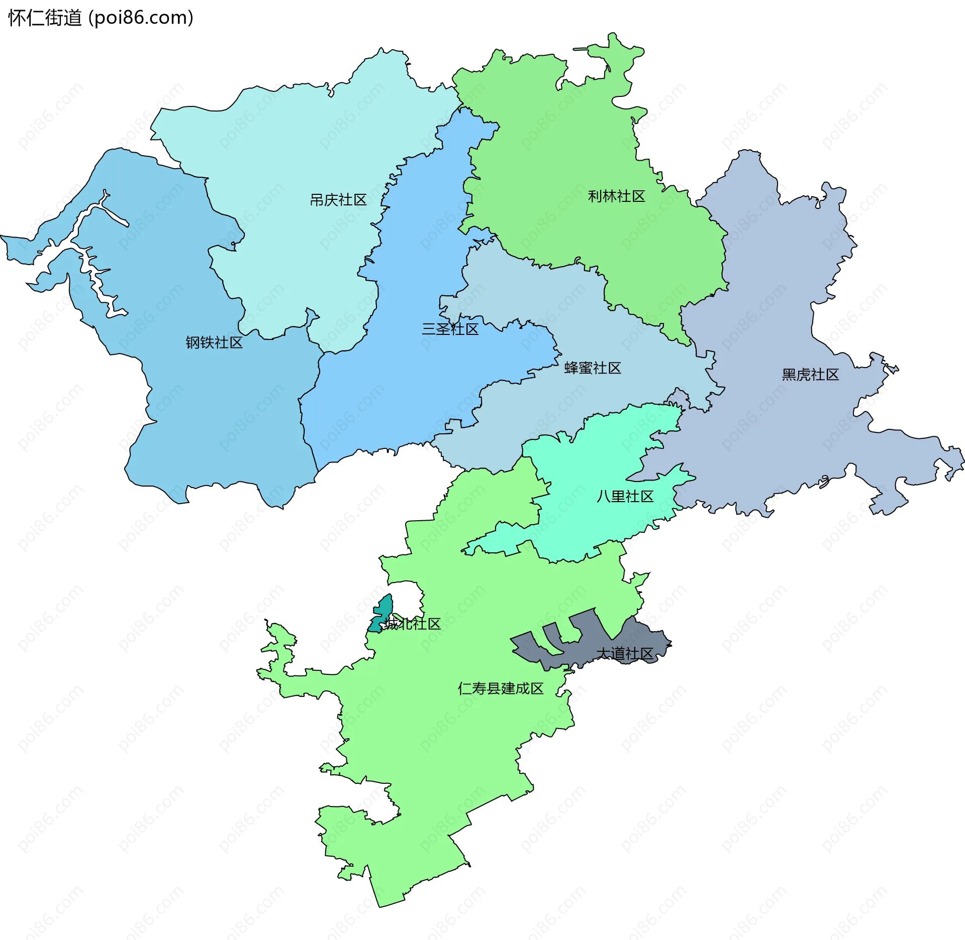 怀仁街道边界地图(五级行政区划)