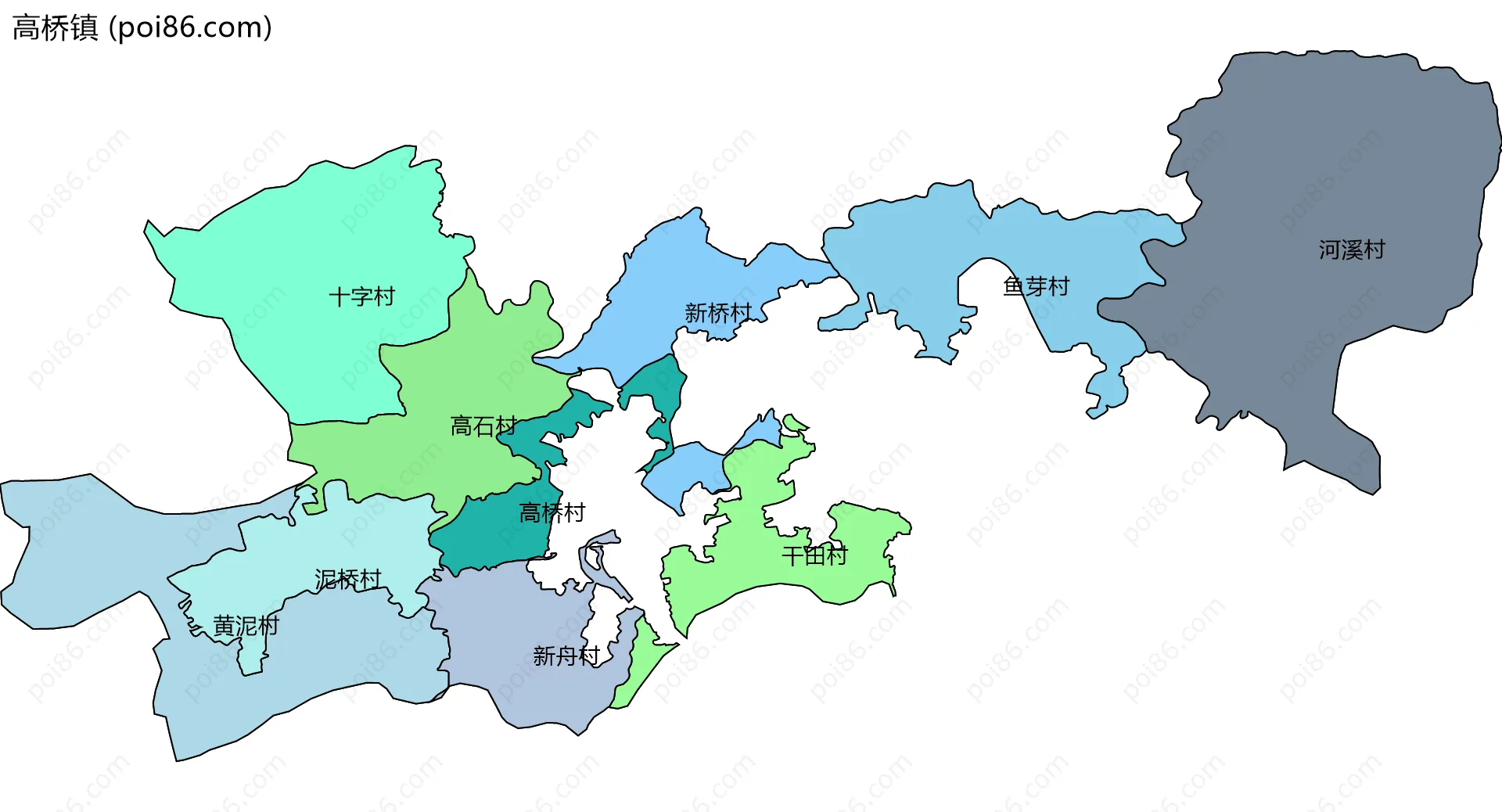 高桥镇边界地图(五级行政区划)
