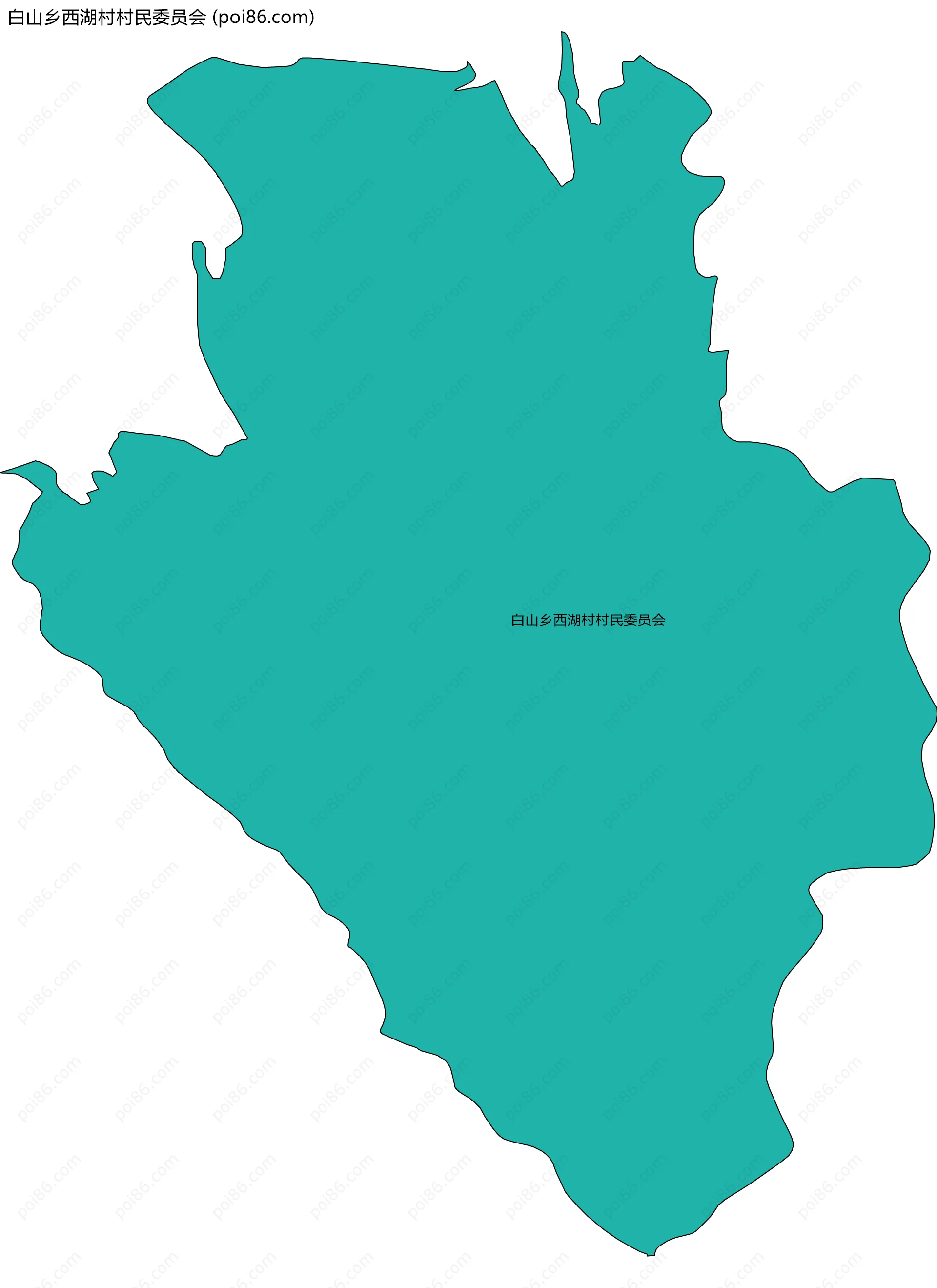 白山乡西湖村村民委员会边界地图