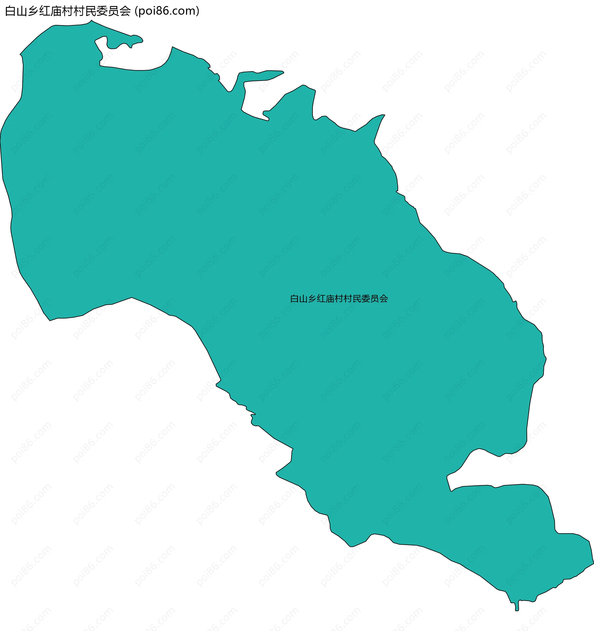 白山乡红庙村村民委员会边界地图