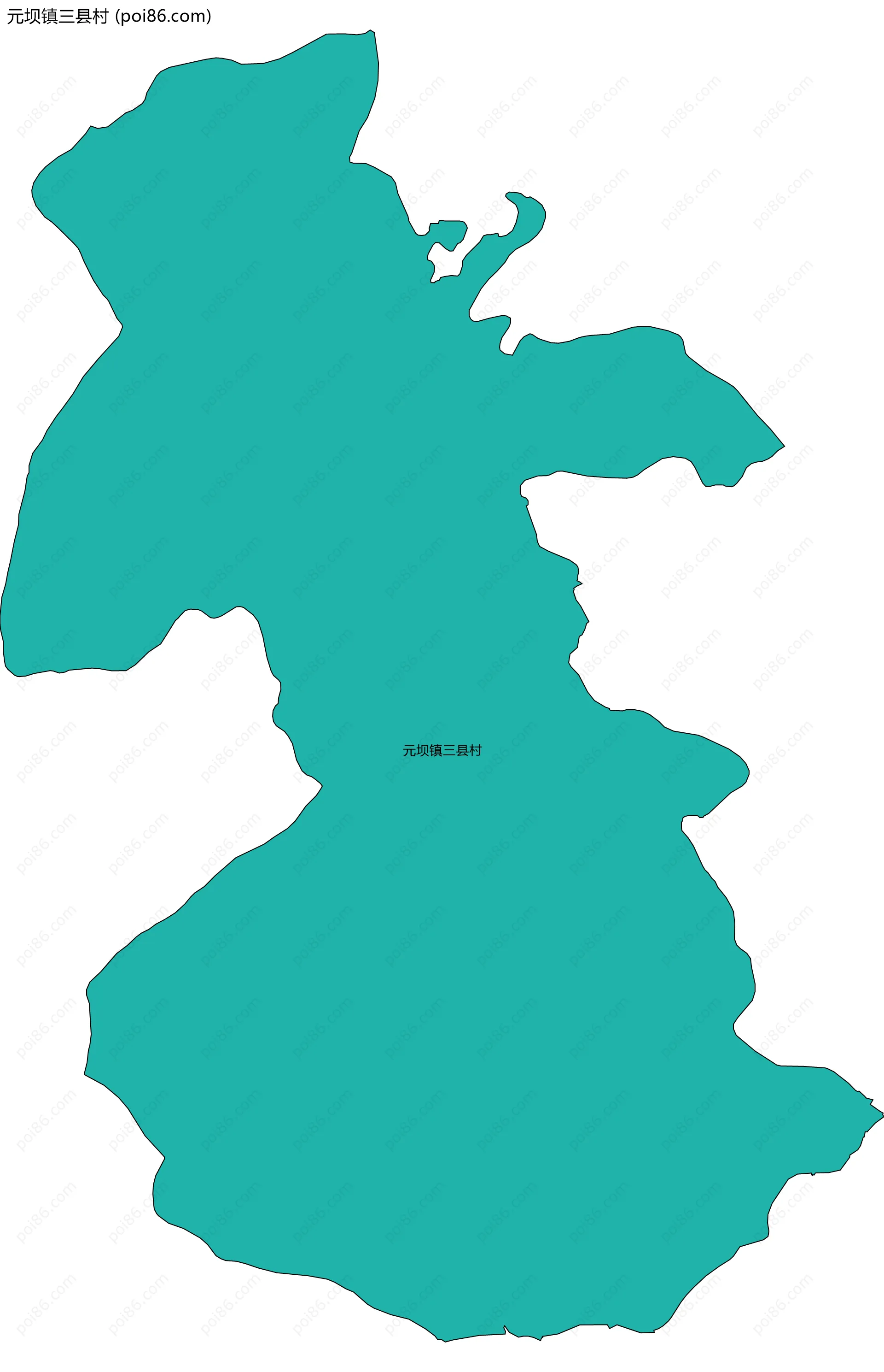元坝镇三县村边界地图