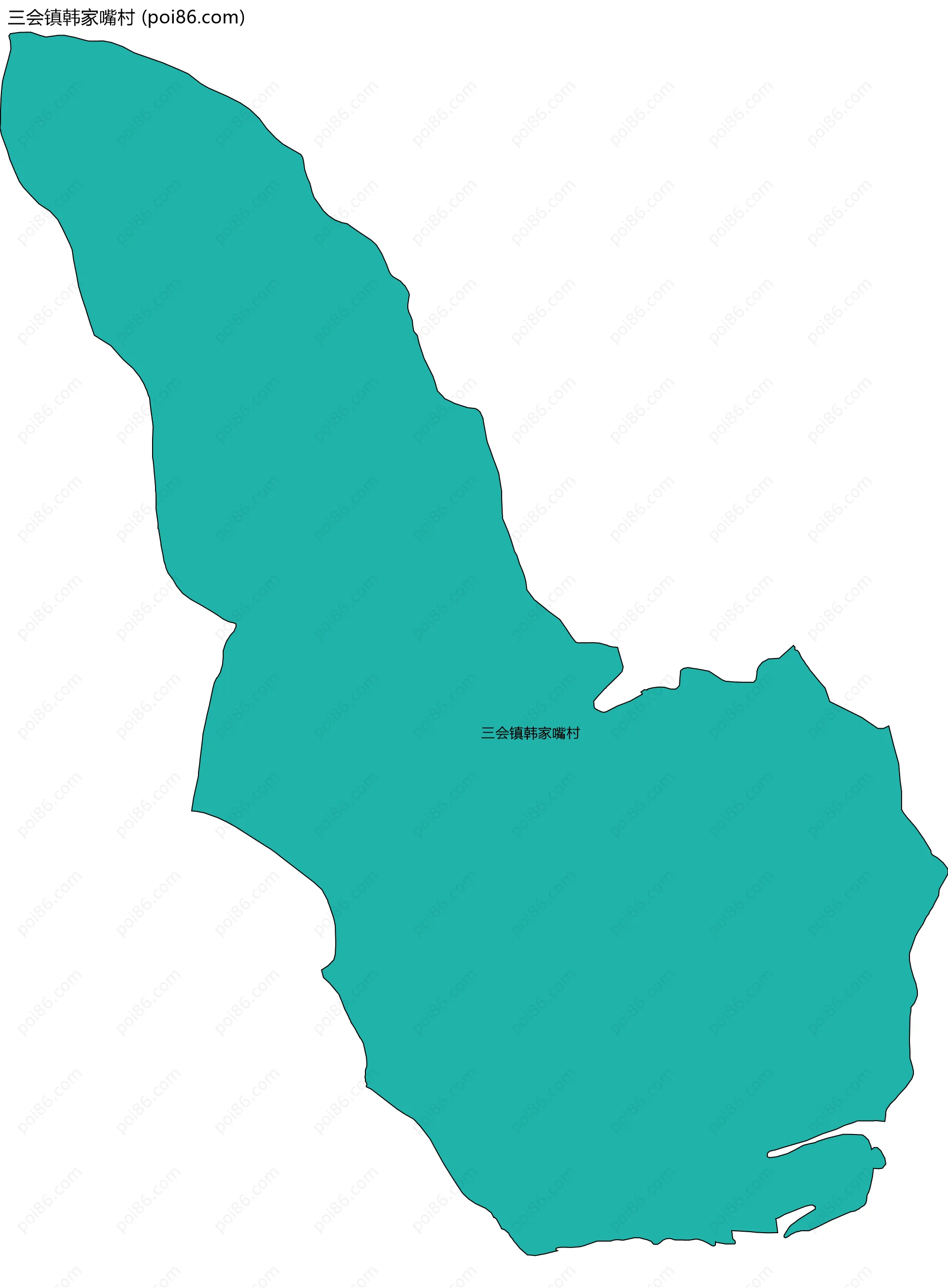 三会镇韩家嘴村边界地图