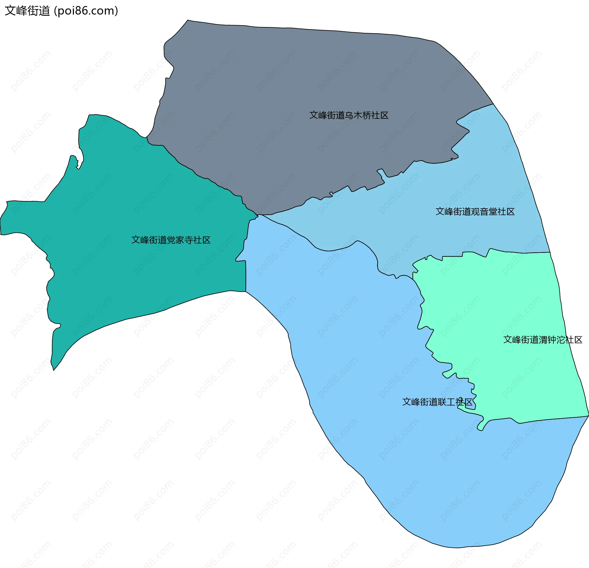 文峰街道边界地图(五级行政区划)