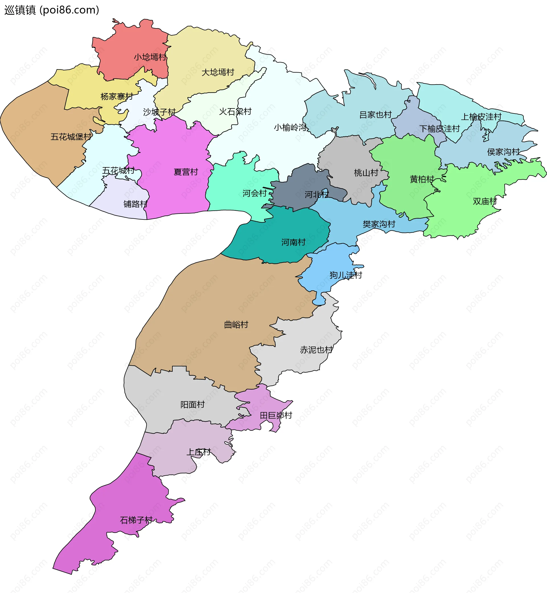 巡镇镇边界地图(五级行政区划)