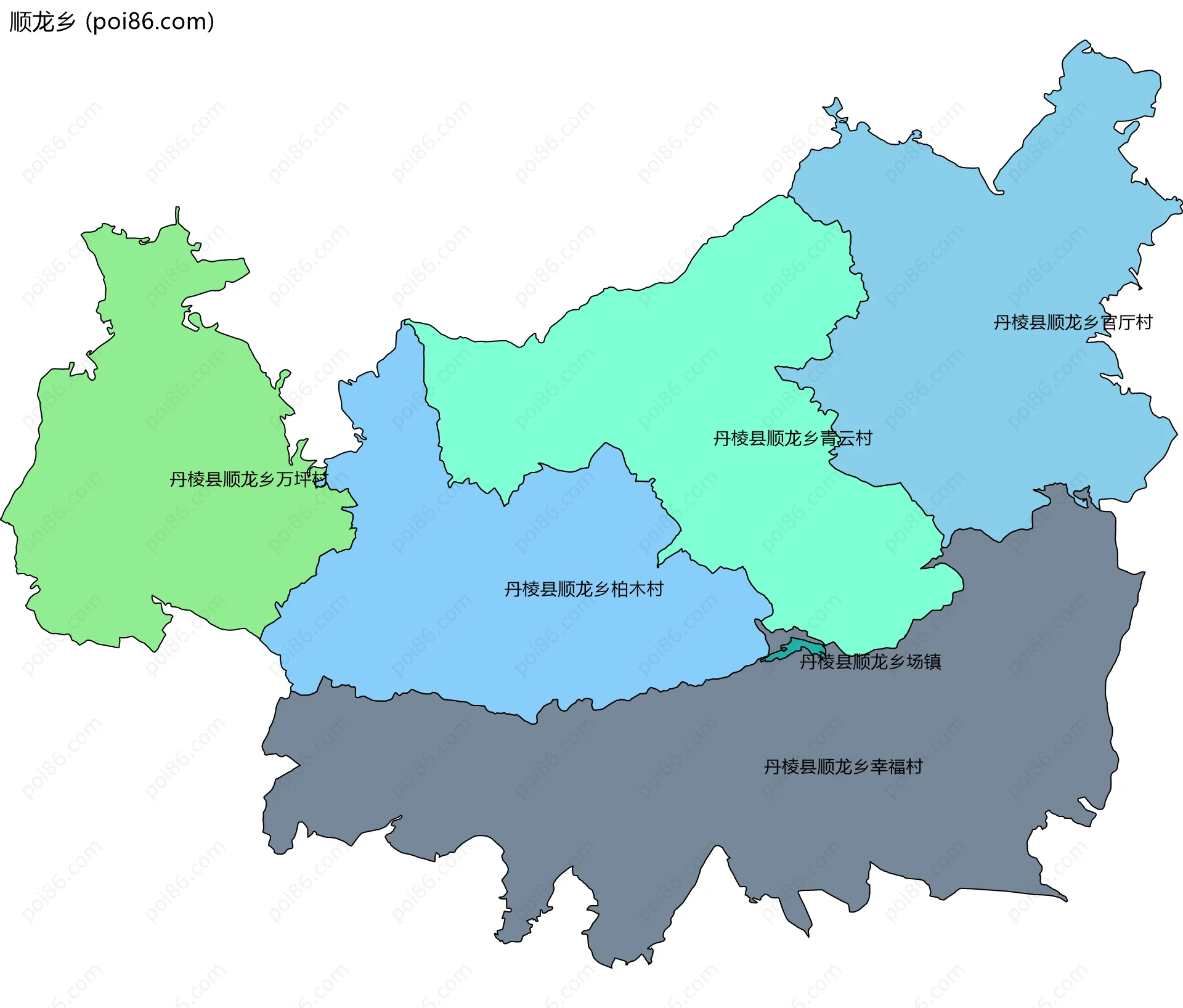 顺龙乡边界地图(五级行政区划)
