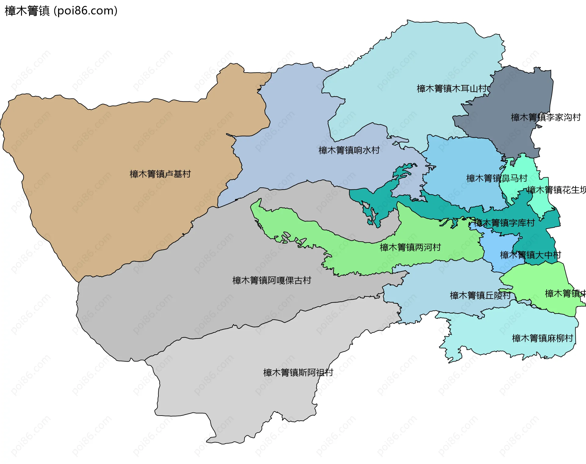 樟木箐镇边界地图(五级行政区划)