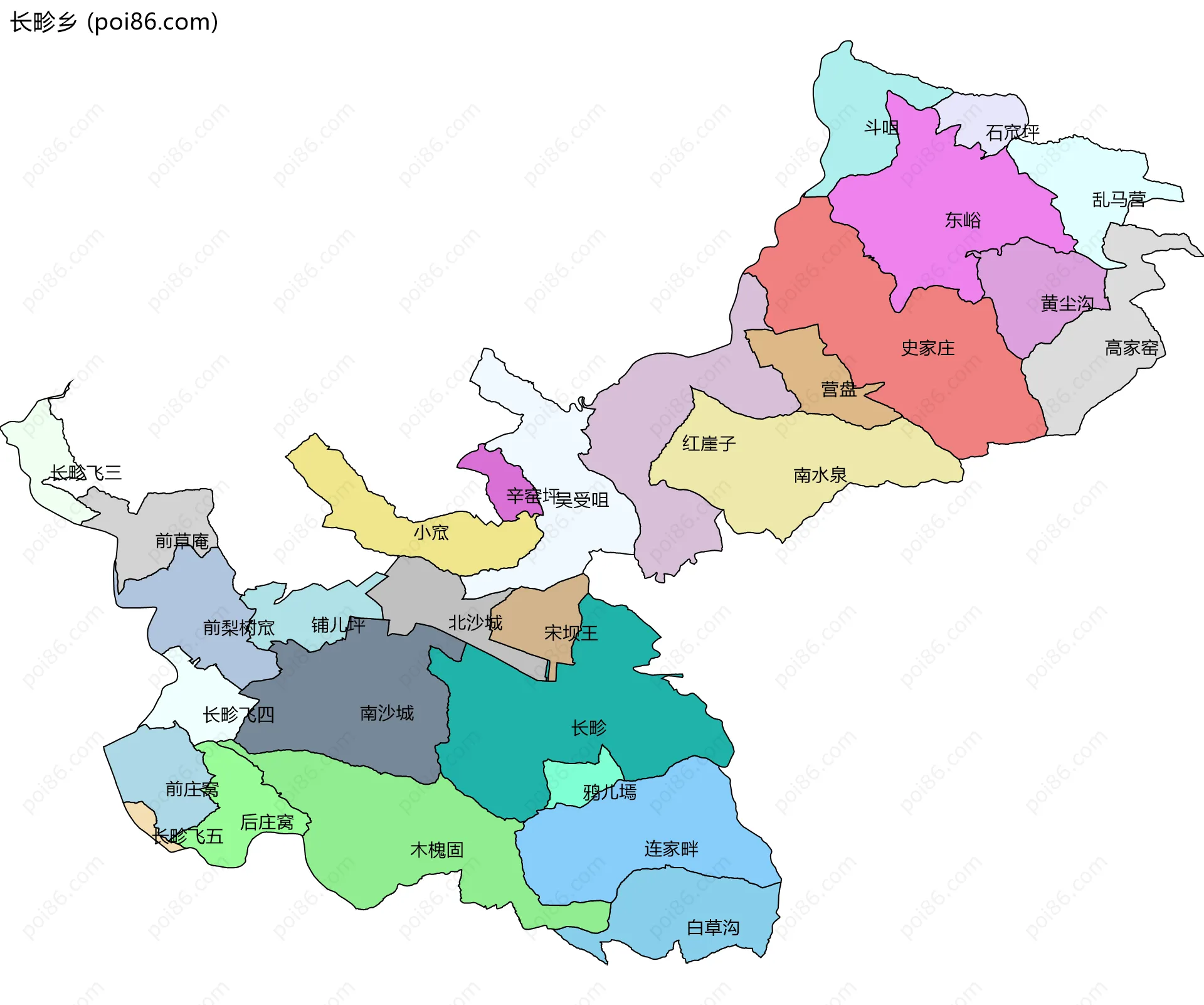 长畛乡边界地图(五级行政区划)
