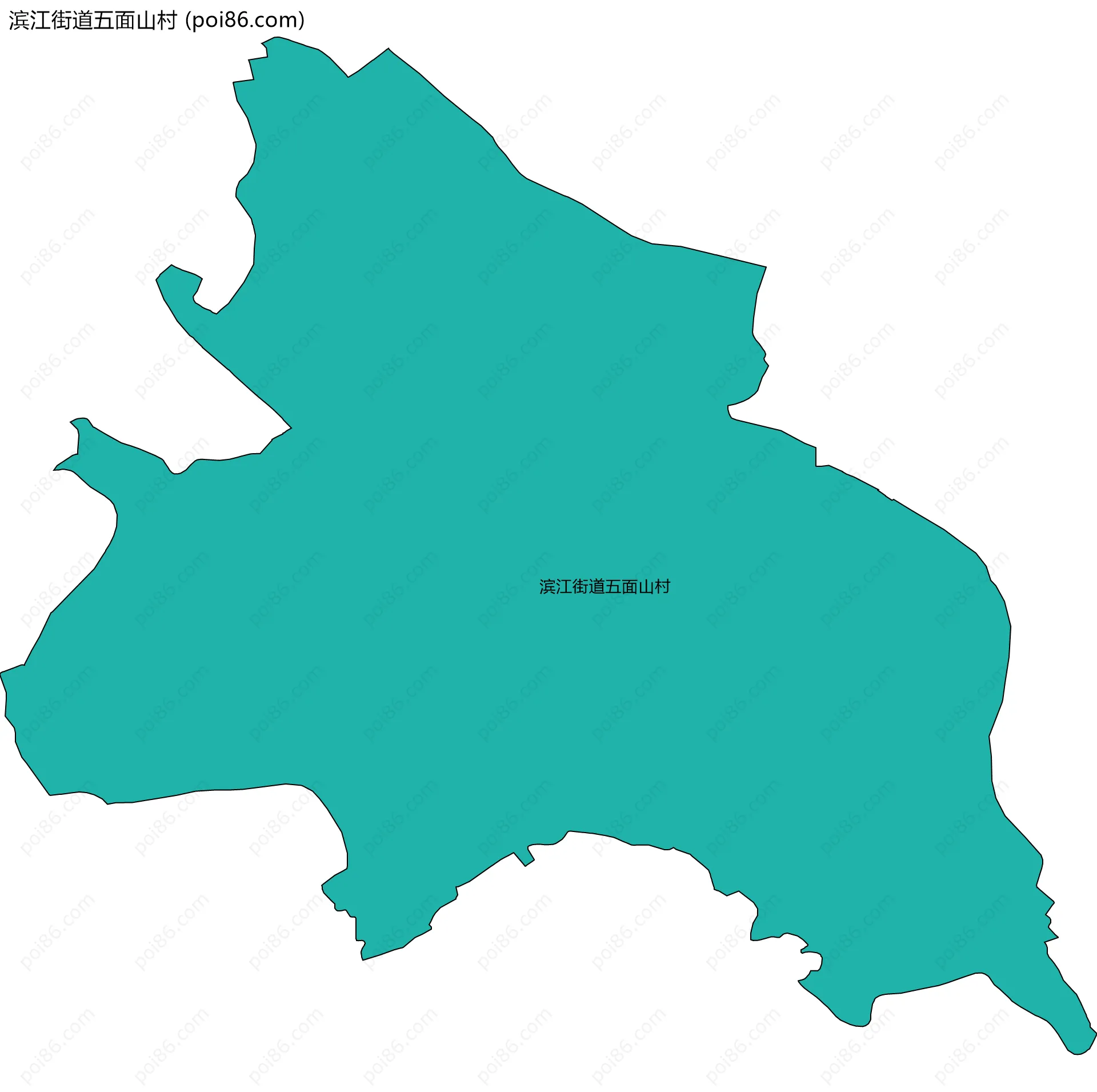 滨江街道五面山村边界地图