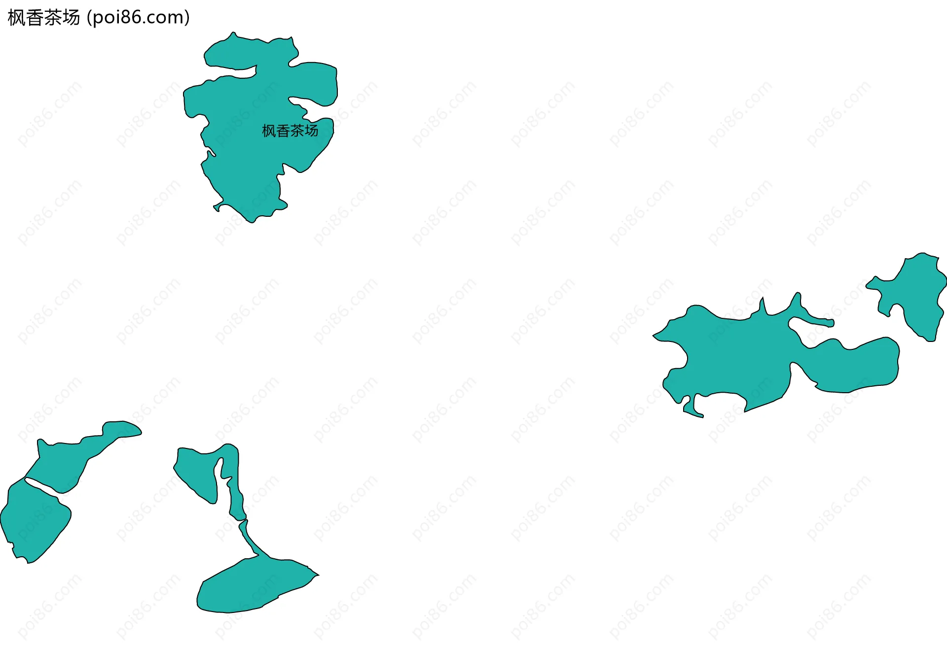 枫香茶场边界地图(五级行政区划)