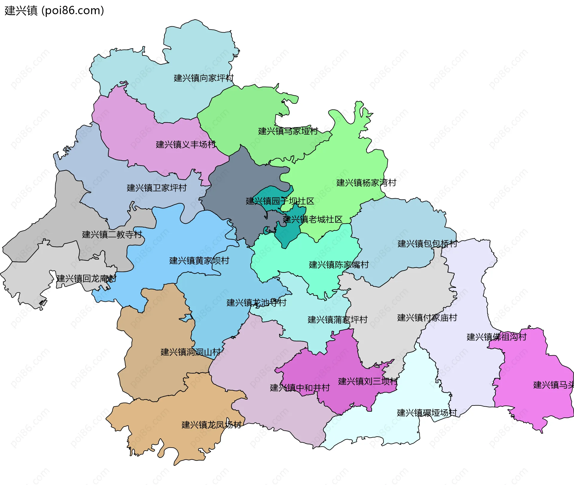 建兴镇边界地图(五级行政区划)