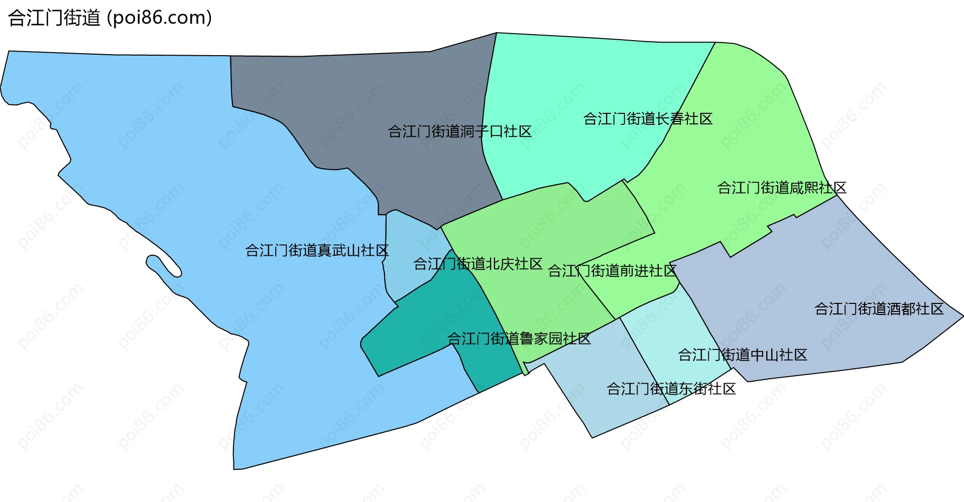 合江门街道边界地图(五级行政区划)