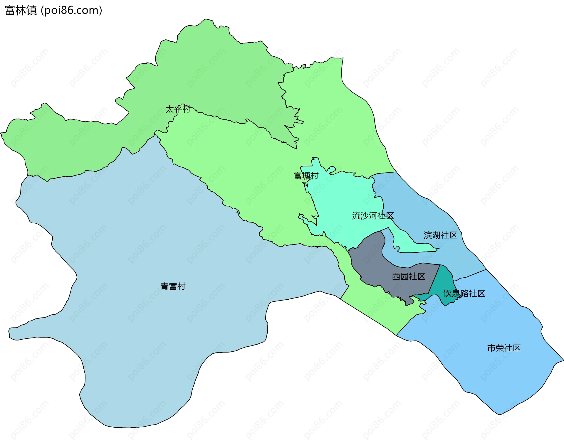富林镇边界地图(五级行政区划)