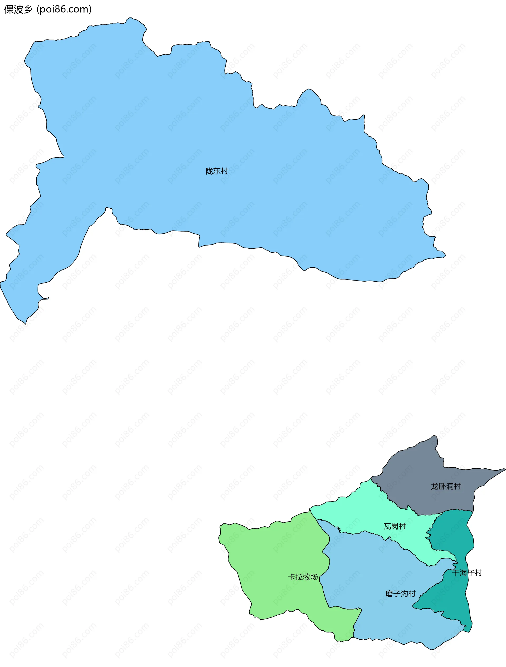 倮波乡边界地图(五级行政区划)