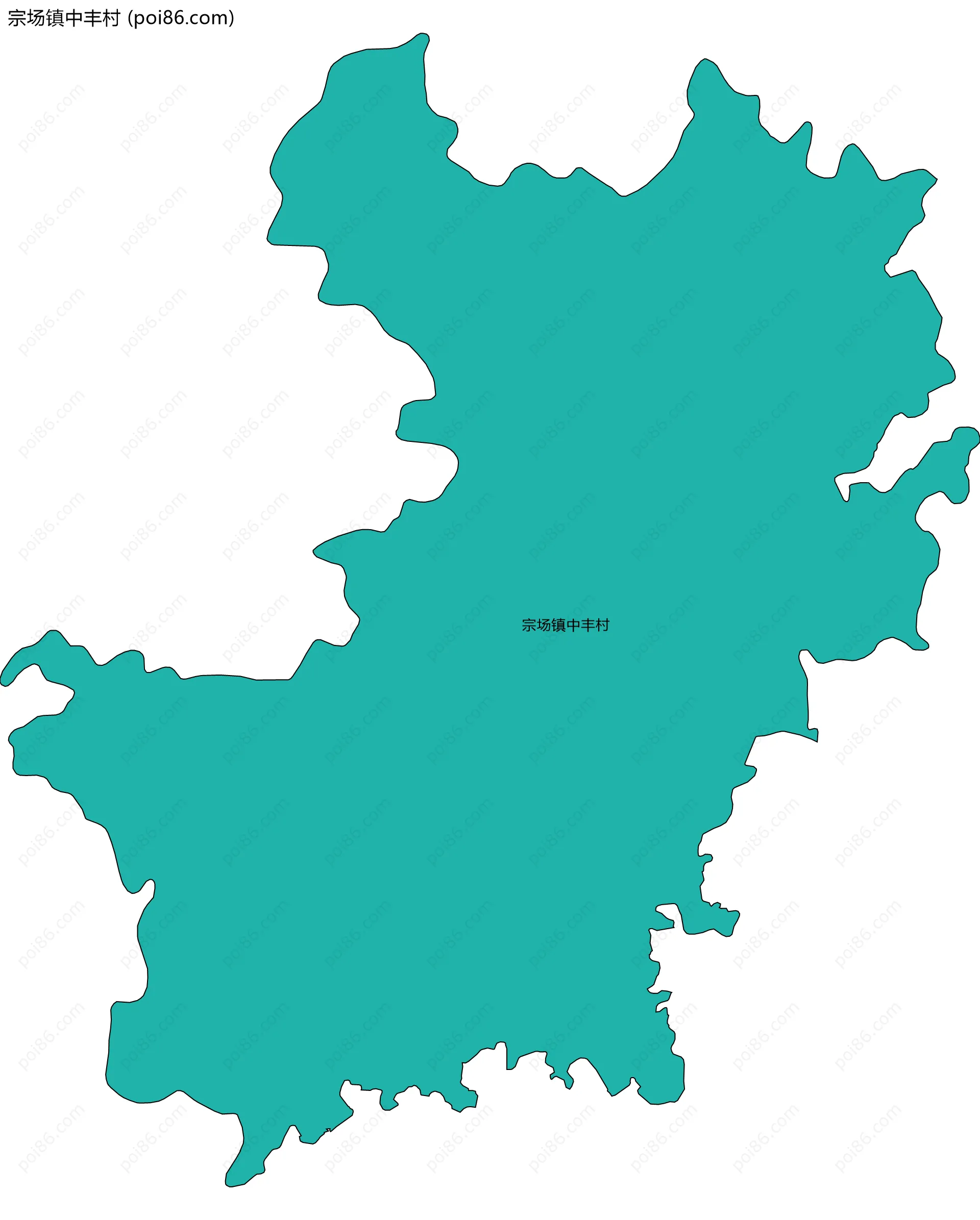 宗场镇中丰村边界地图