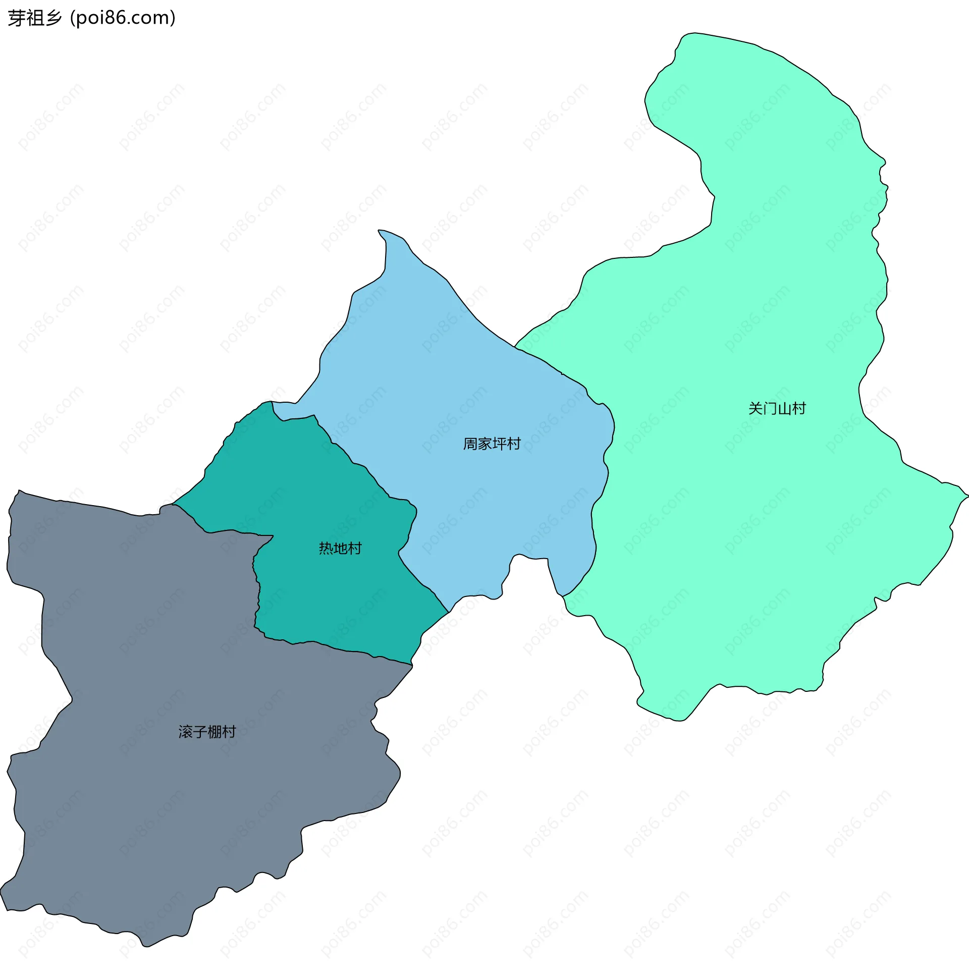 芽祖乡边界地图(五级行政区划)