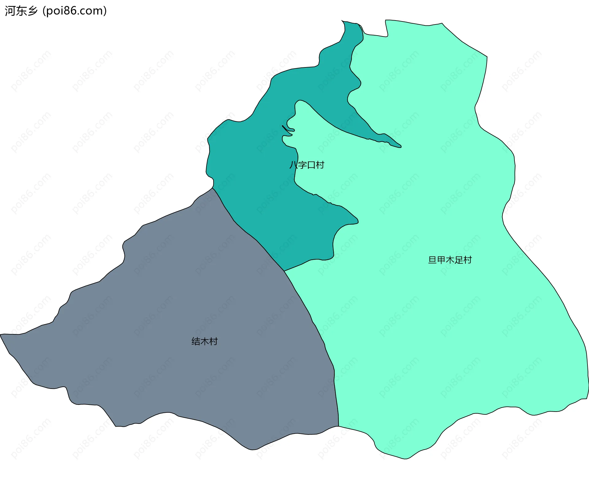 河东乡边界地图(五级行政区划)