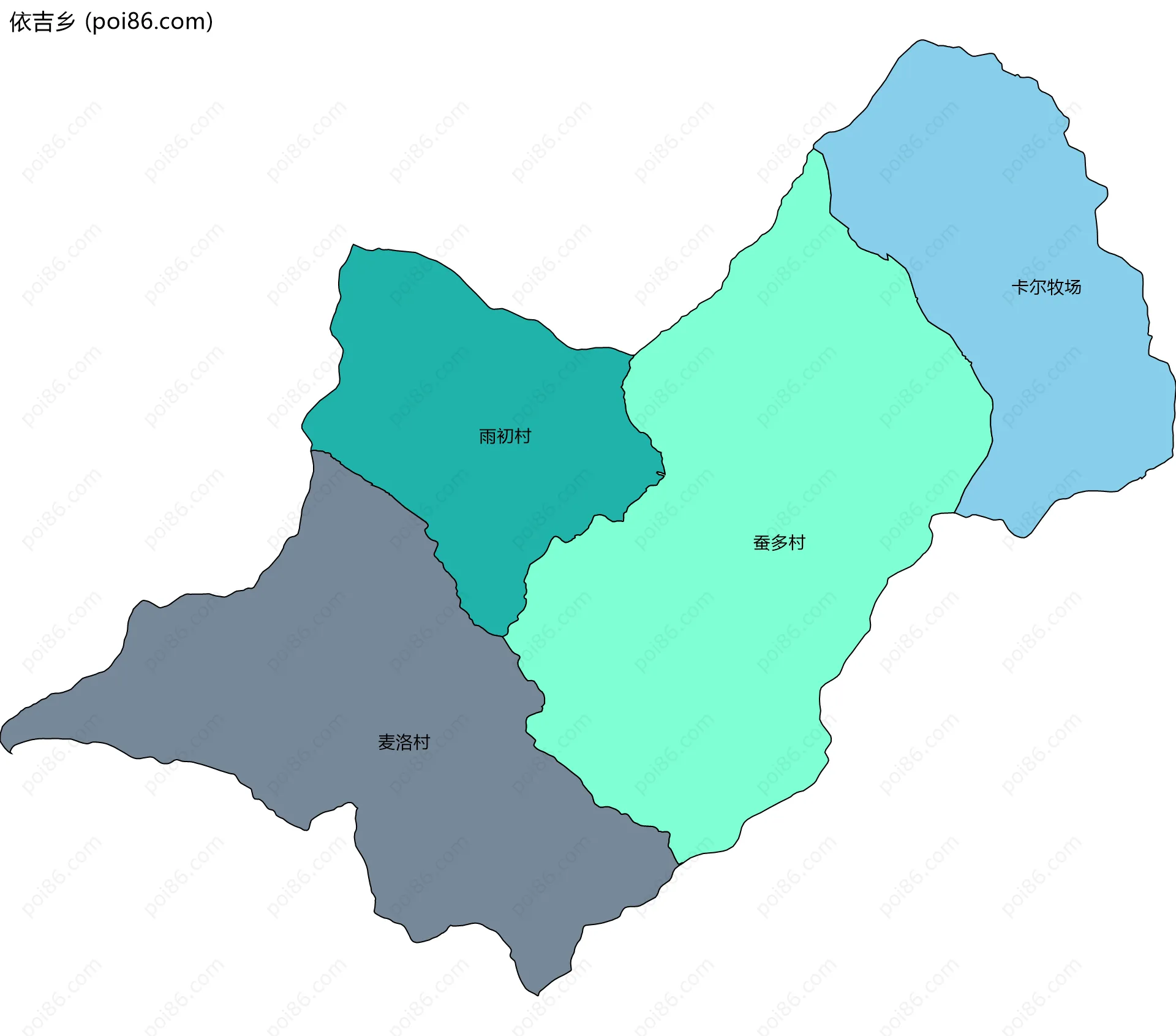依吉乡边界地图(五级行政区划)