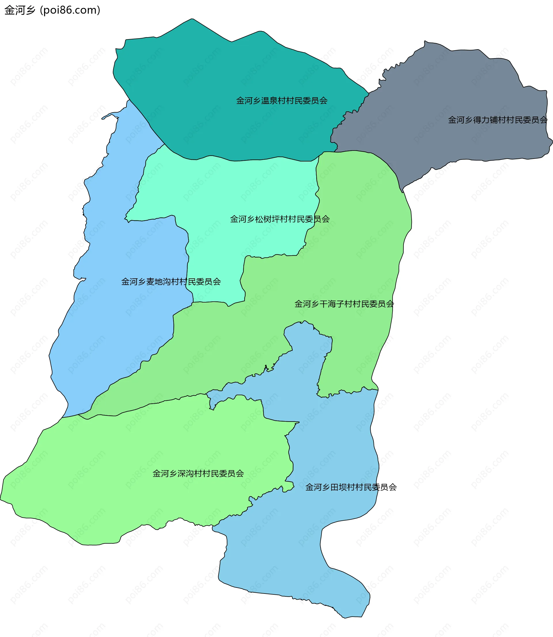 金河乡边界地图(五级行政区划)