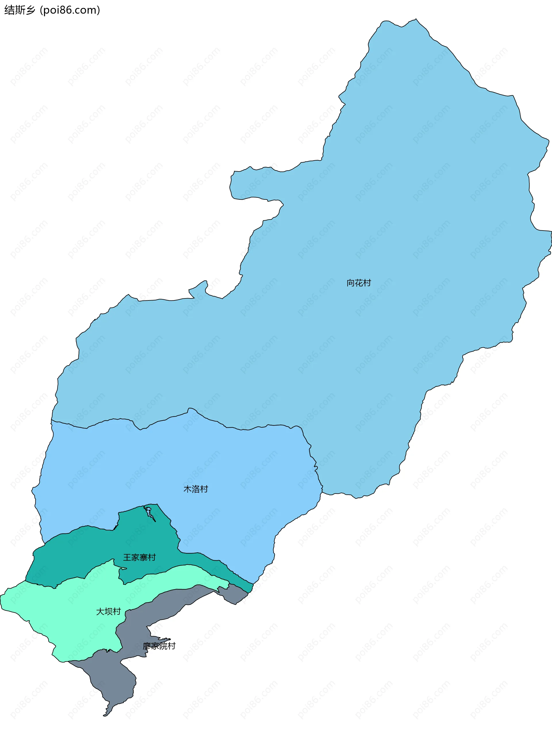 结斯乡边界地图(五级行政区划)