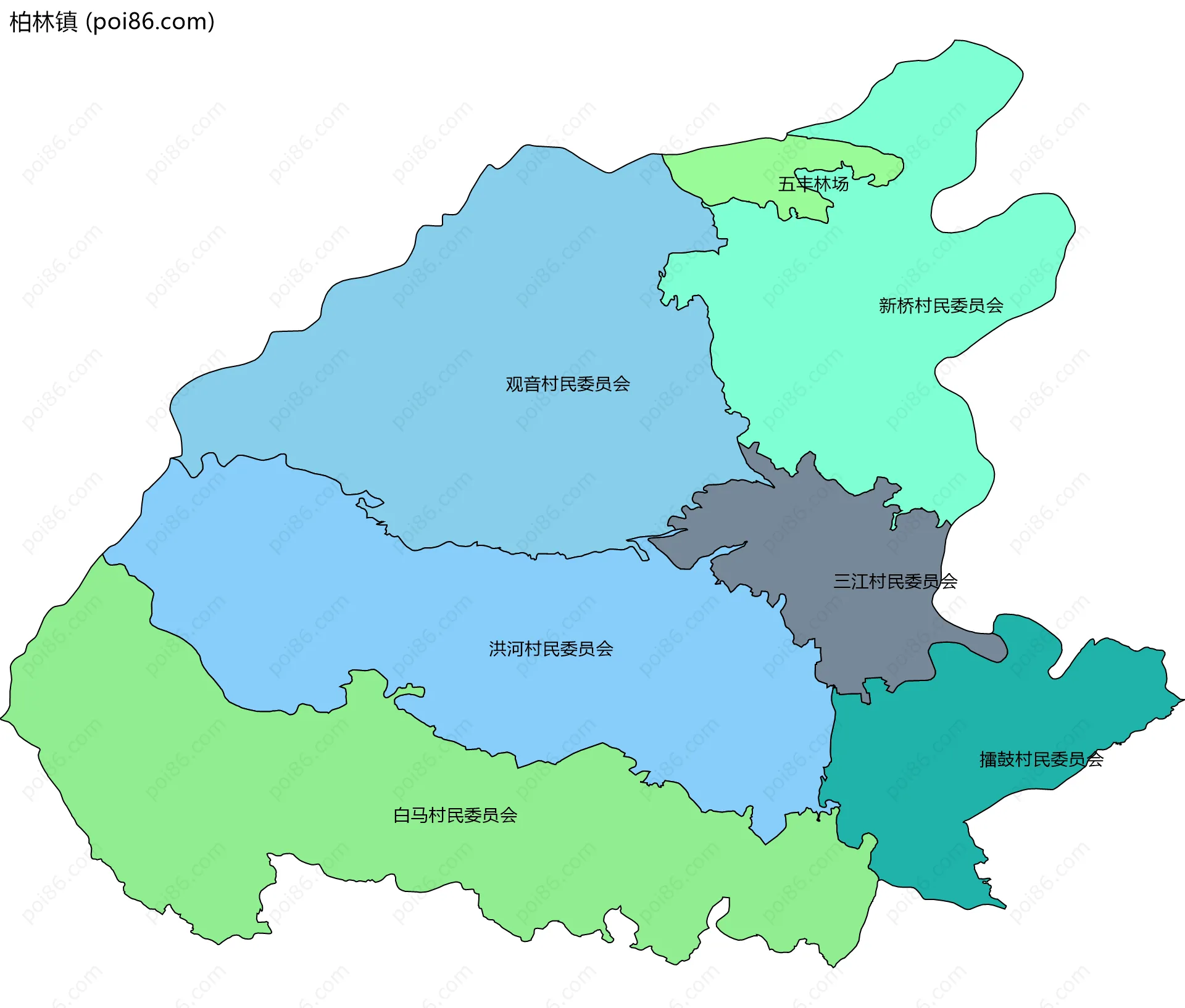 柏林镇边界地图(五级行政区划)
