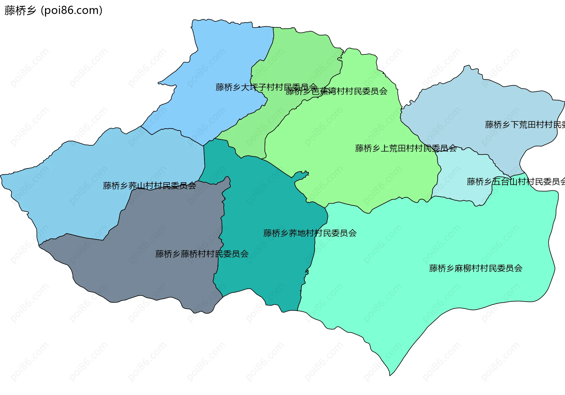 藤桥乡边界地图(五级行政区划)