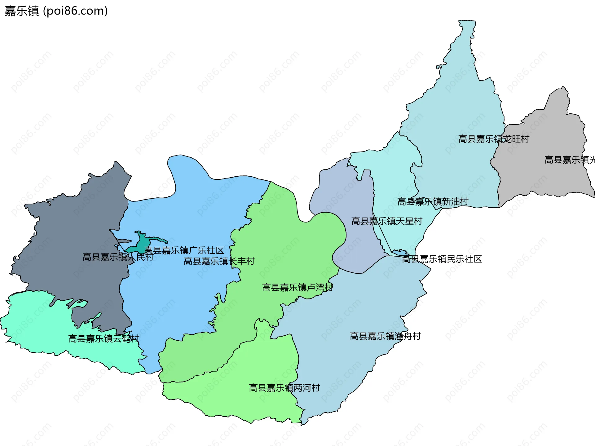 嘉乐镇边界地图(五级行政区划)