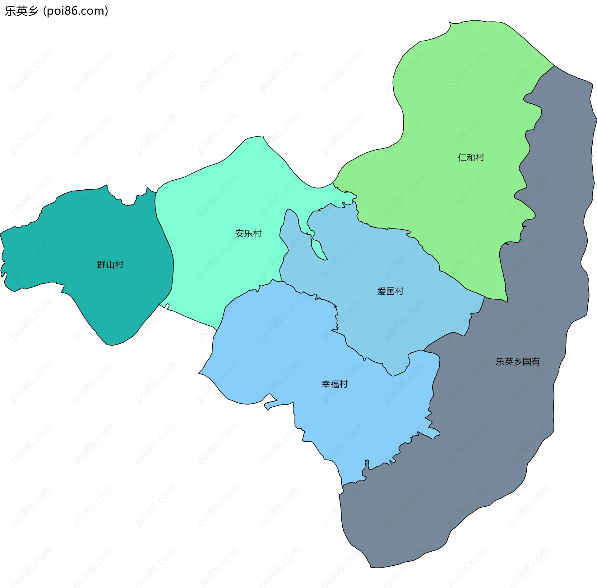 乐英乡边界地图(五级行政区划)