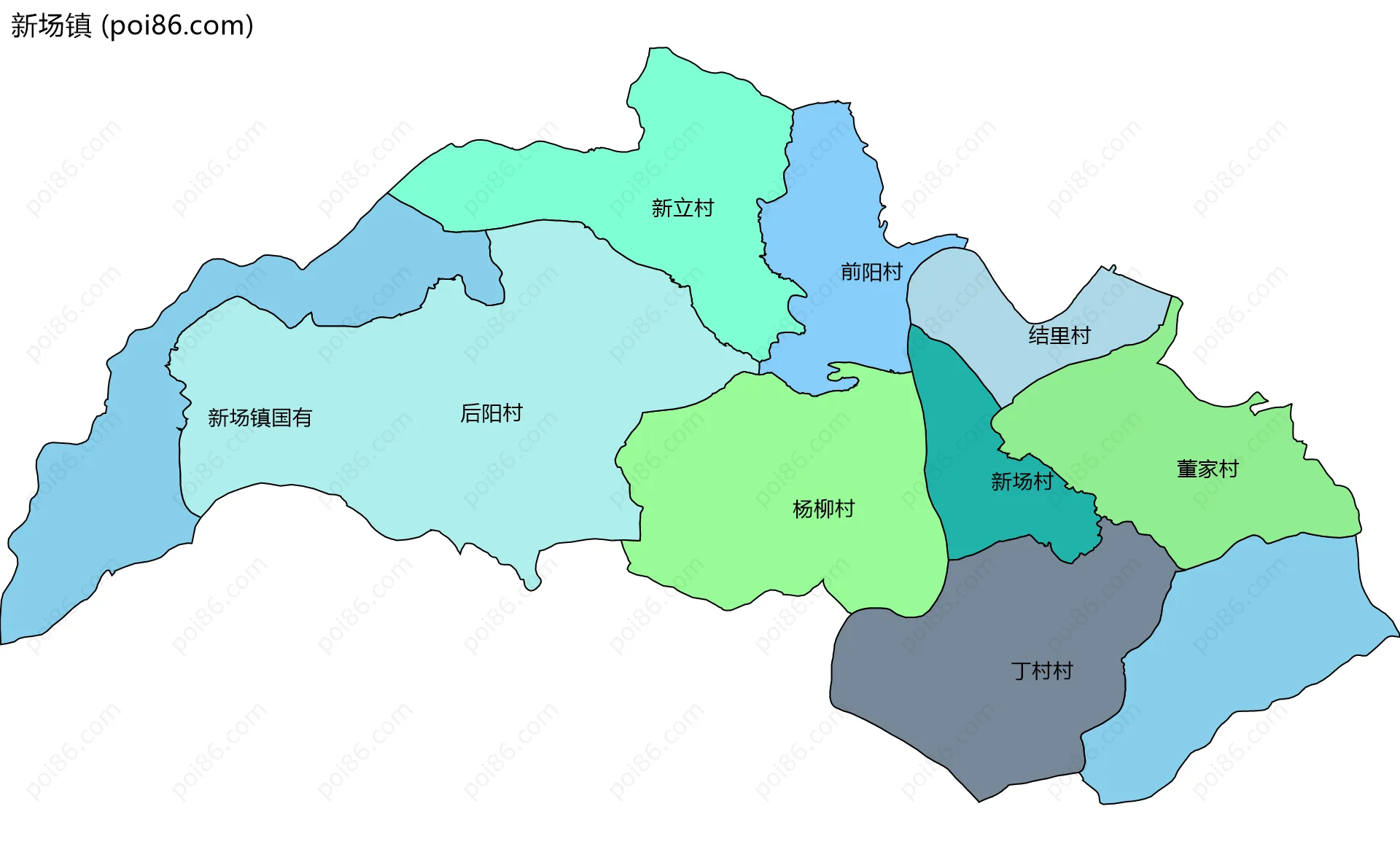 新场镇边界地图(五级行政区划)