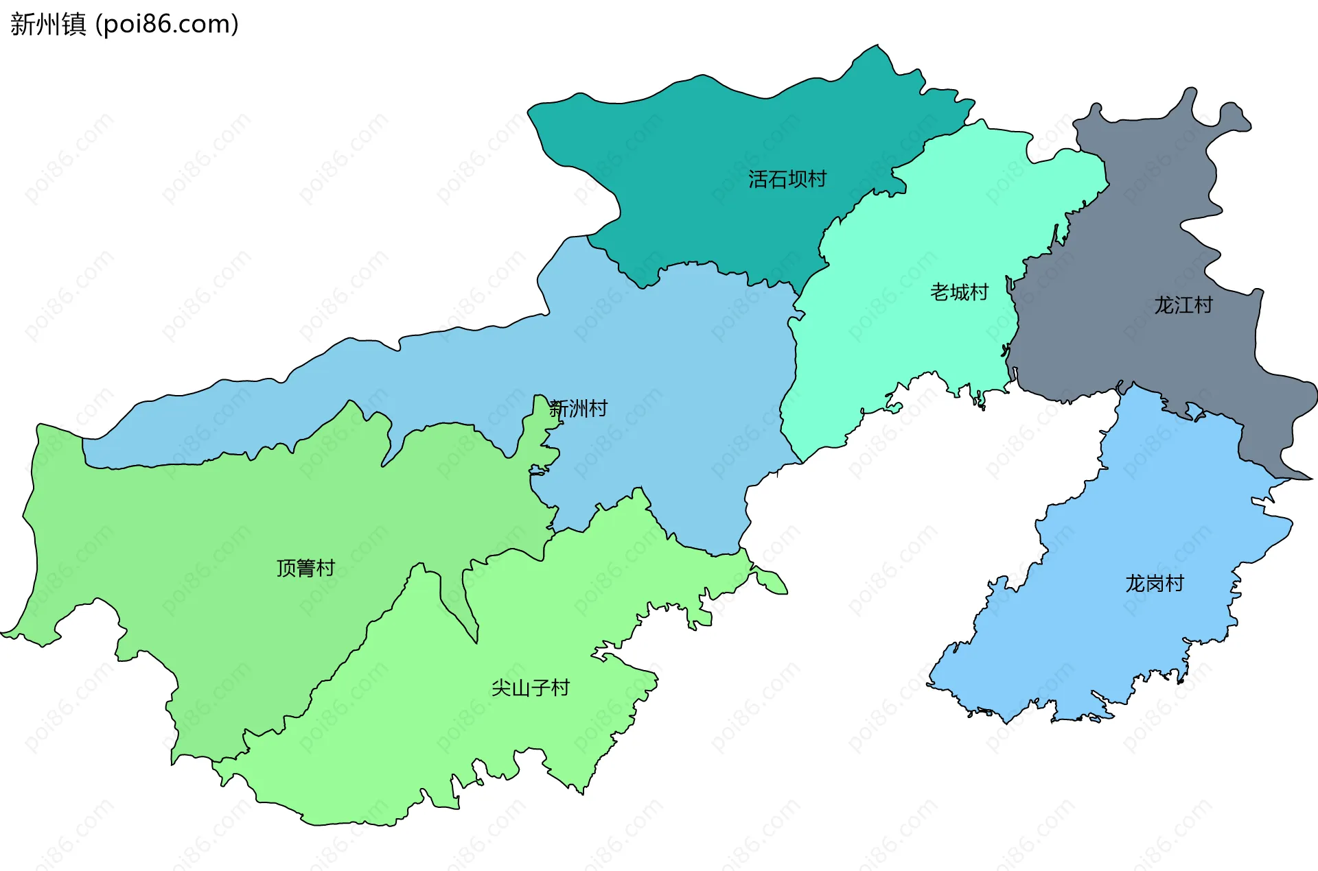 新州镇边界地图(五级行政区划)