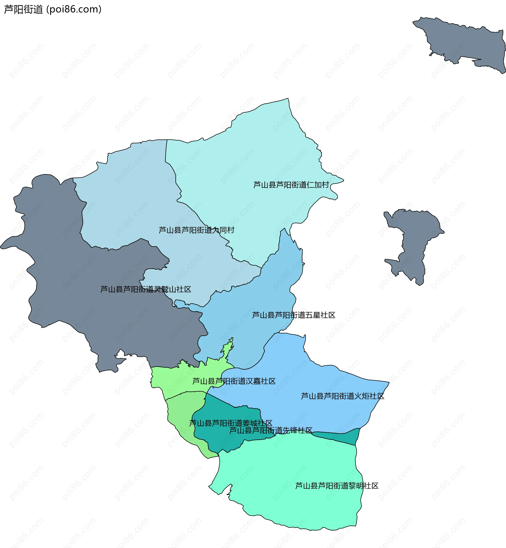 芦阳街道边界地图(五级行政区划)