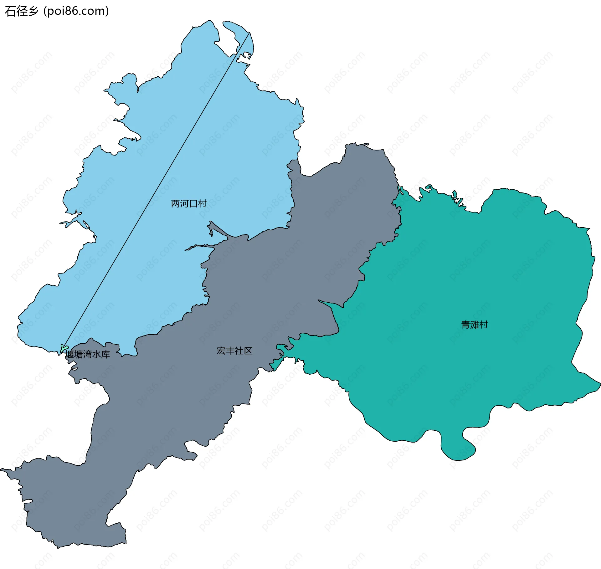 石径乡边界地图(五级行政区划)