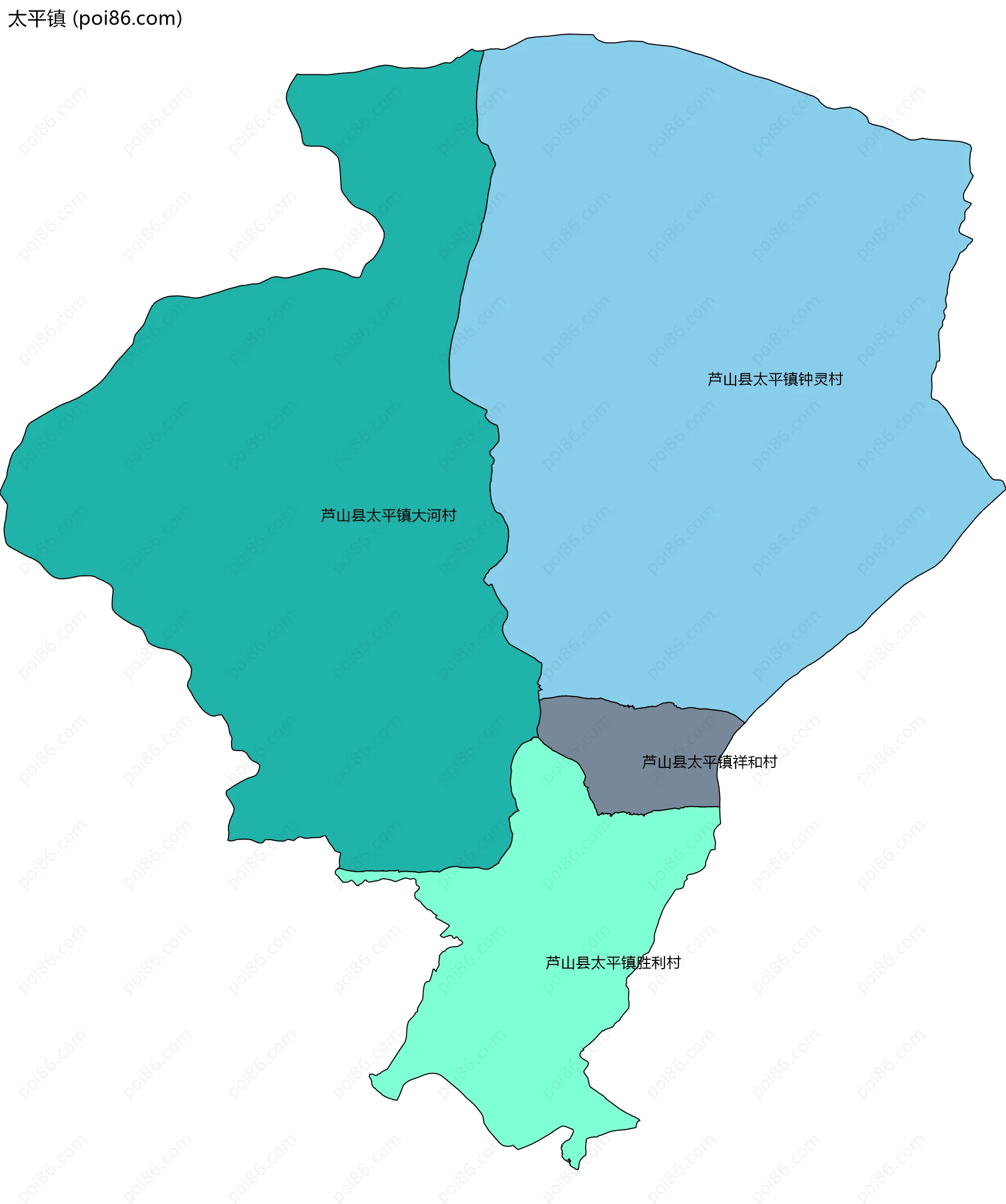 太平镇边界地图(五级行政区划)