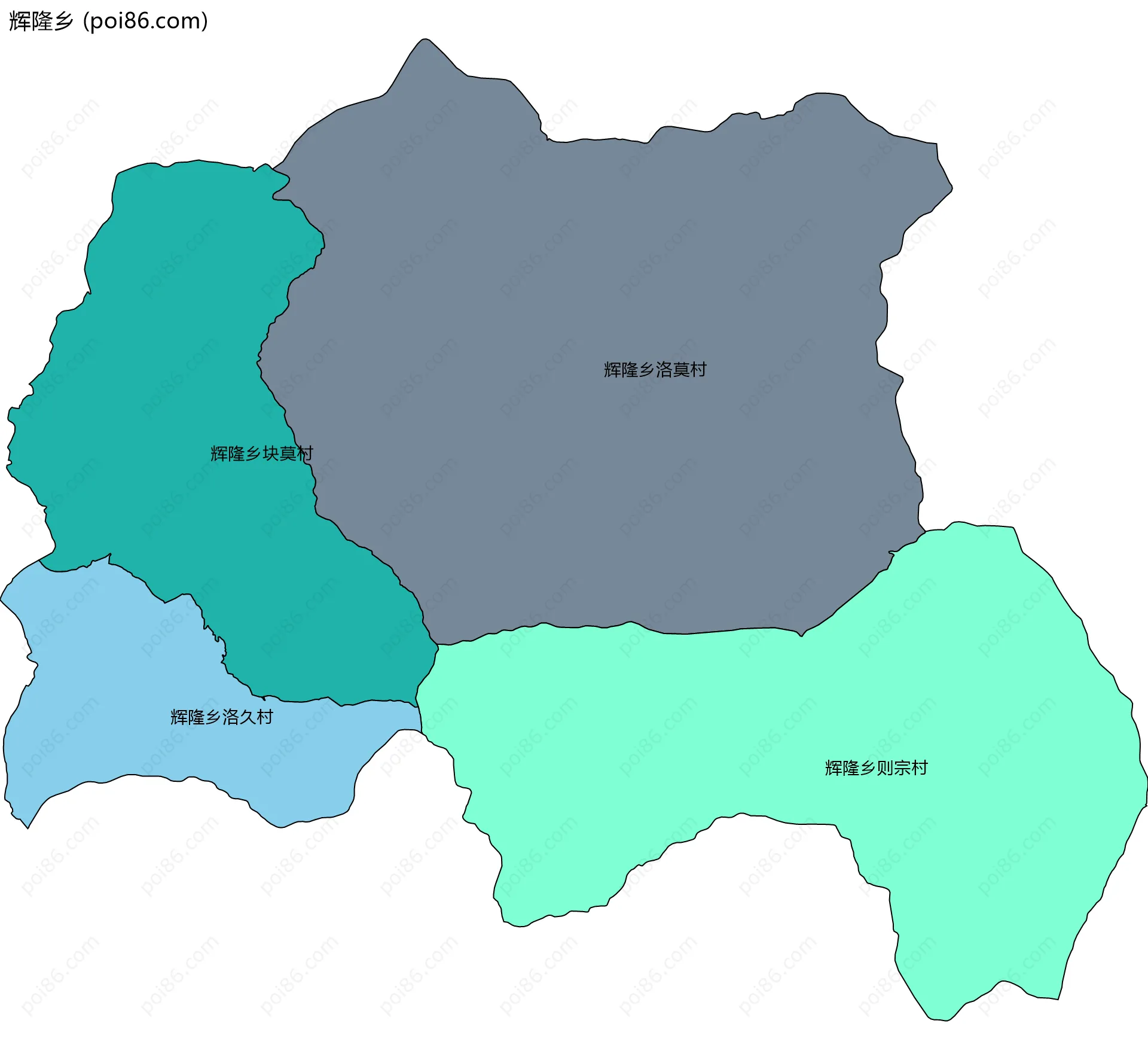 辉隆乡边界地图(五级行政区划)