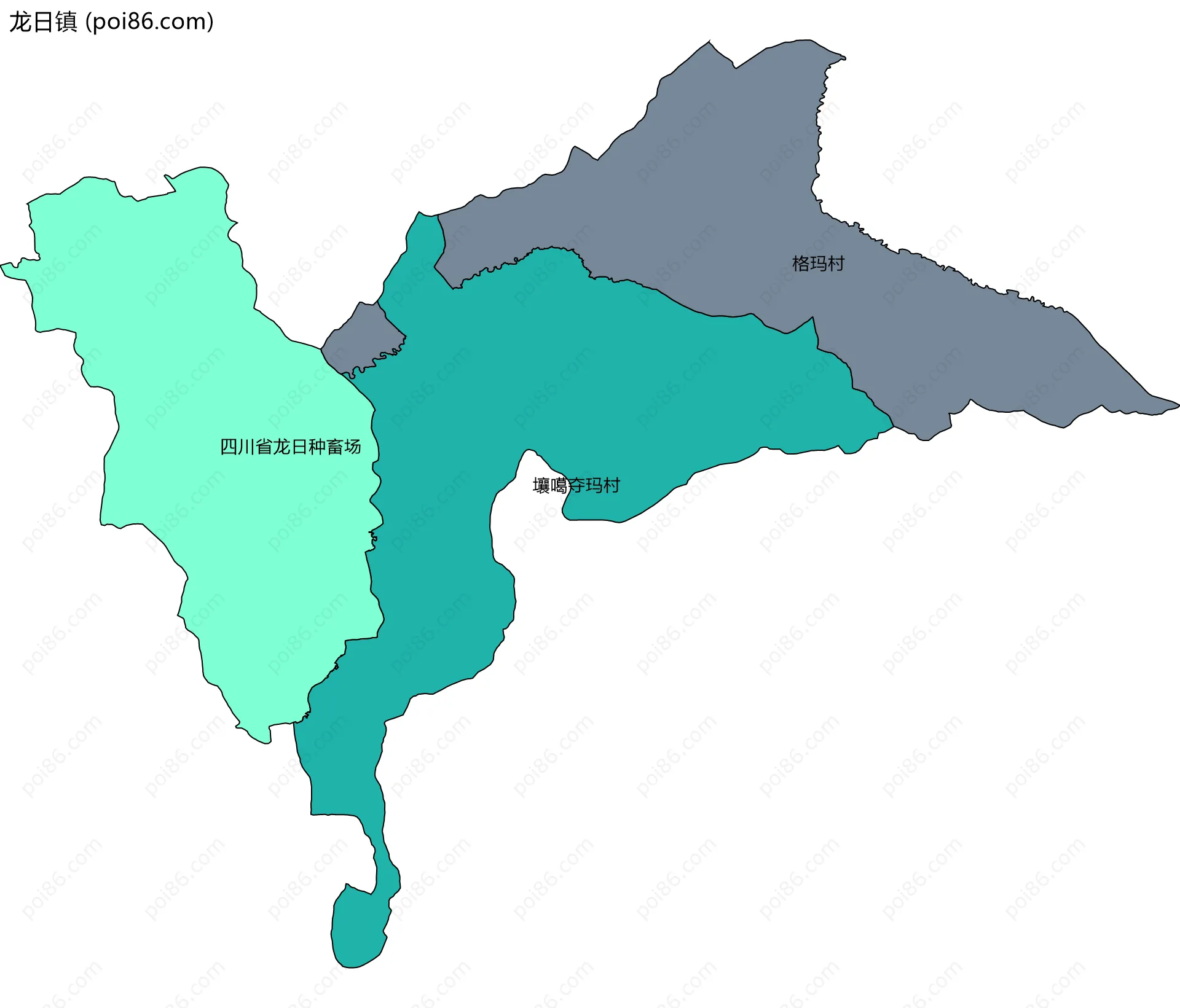 龙日镇边界地图(五级行政区划)