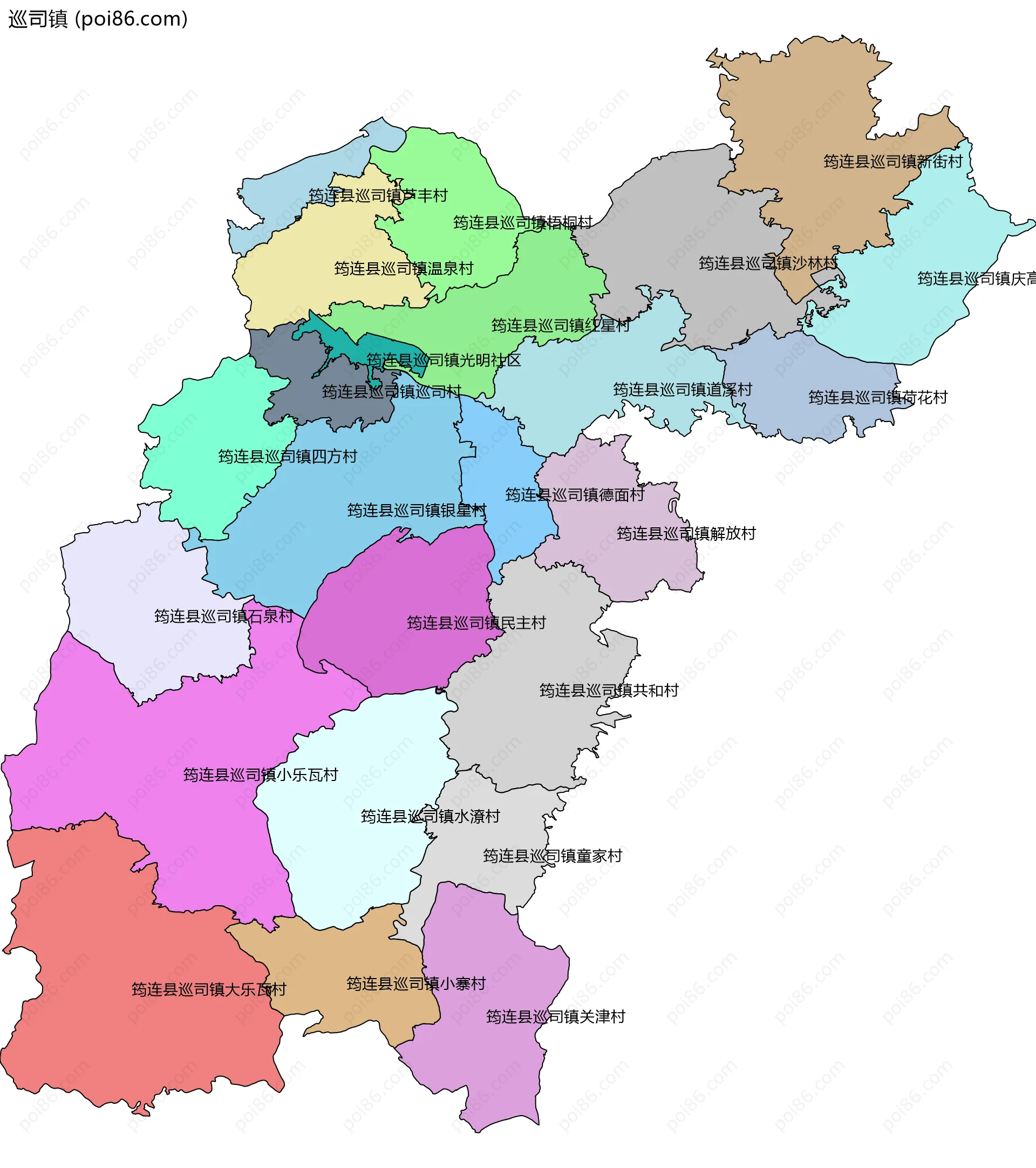 巡司镇边界地图(五级行政区划)