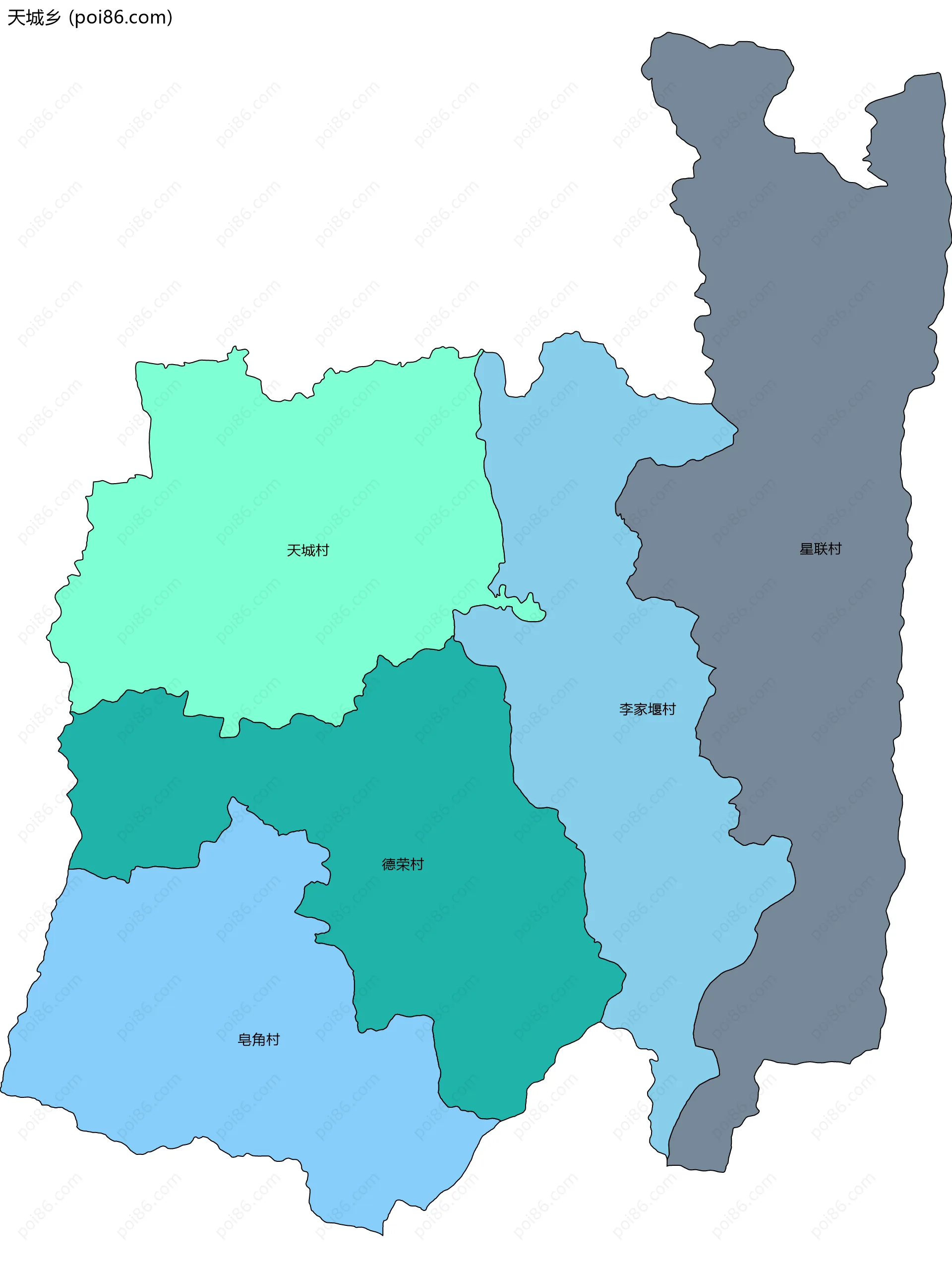 天城乡边界地图(五级行政区划)