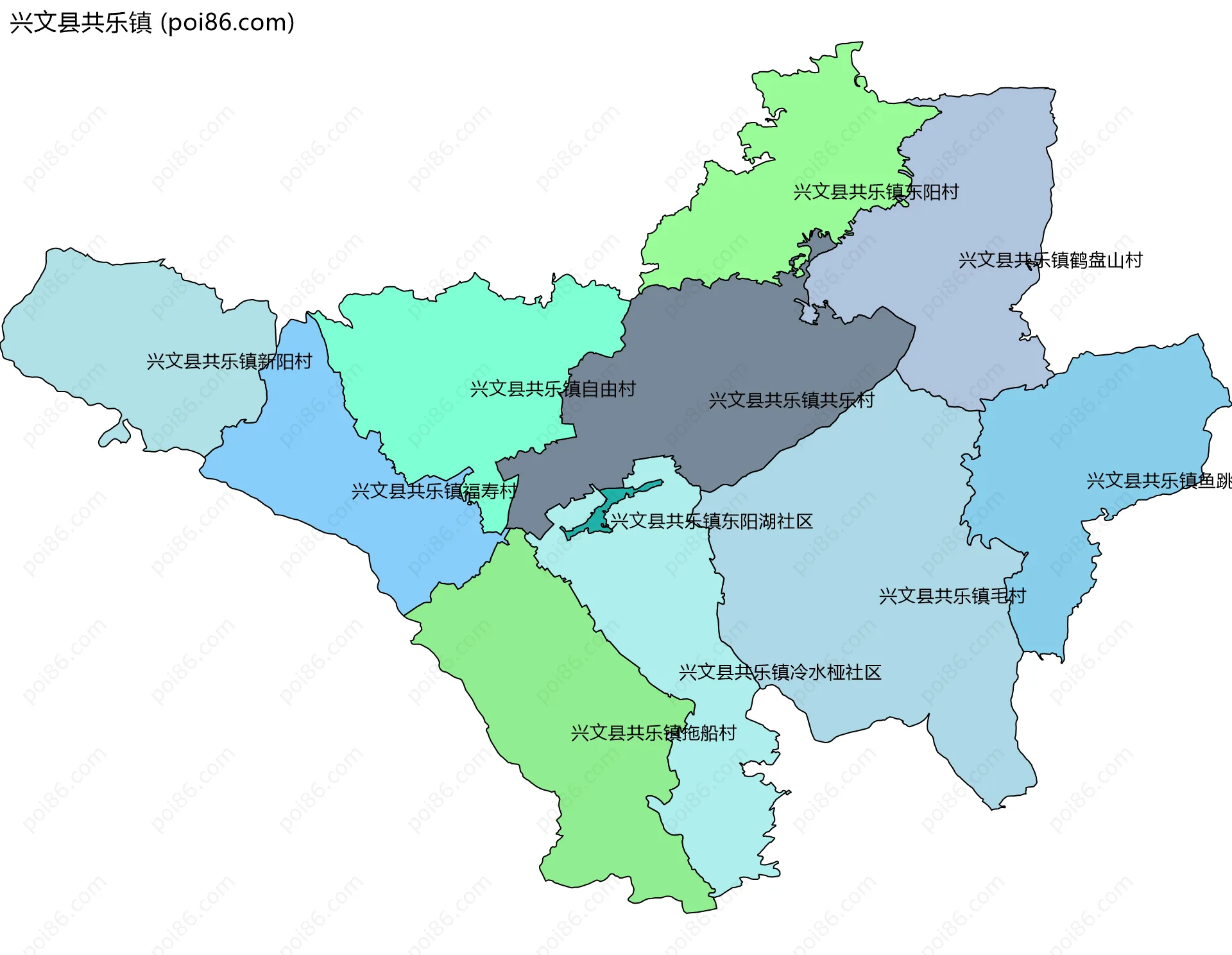 兴文县共乐镇边界地图(五级行政区划)