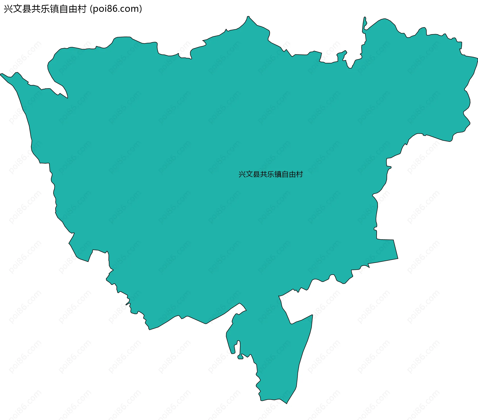 兴文县共乐镇自由村边界地图