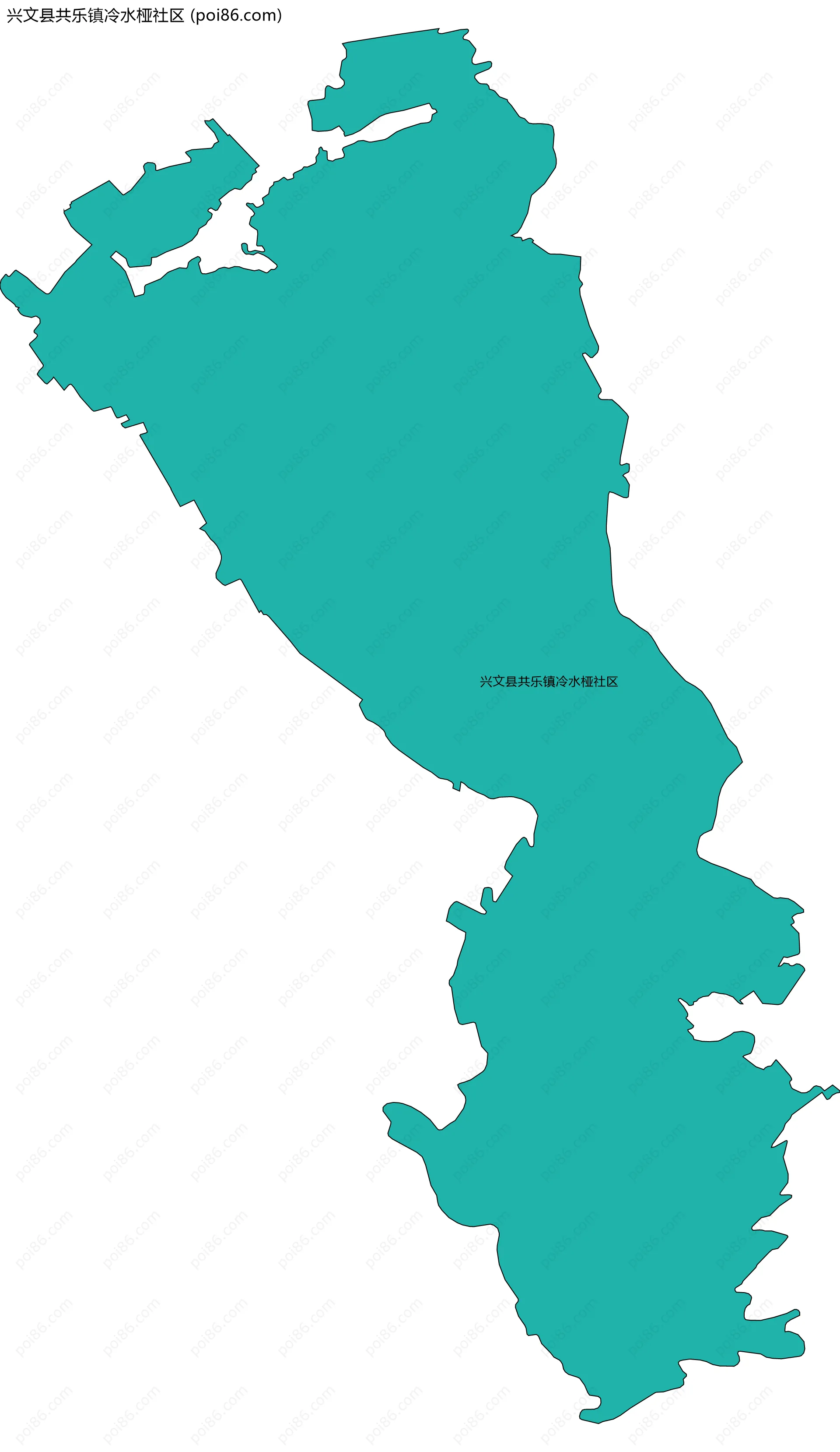 兴文县共乐镇冷水桠社区边界地图