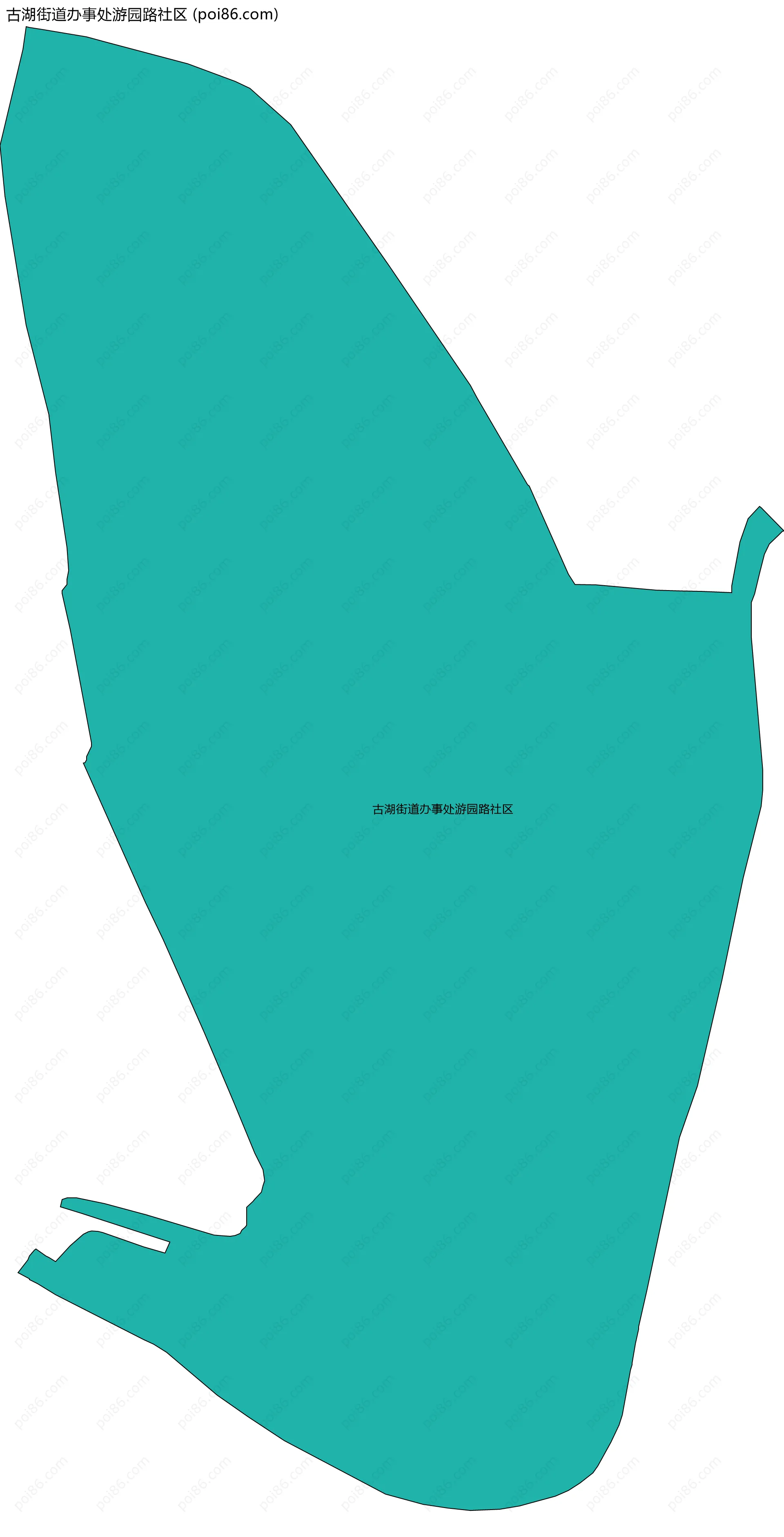 古湖街道办事处游园路社区边界地图