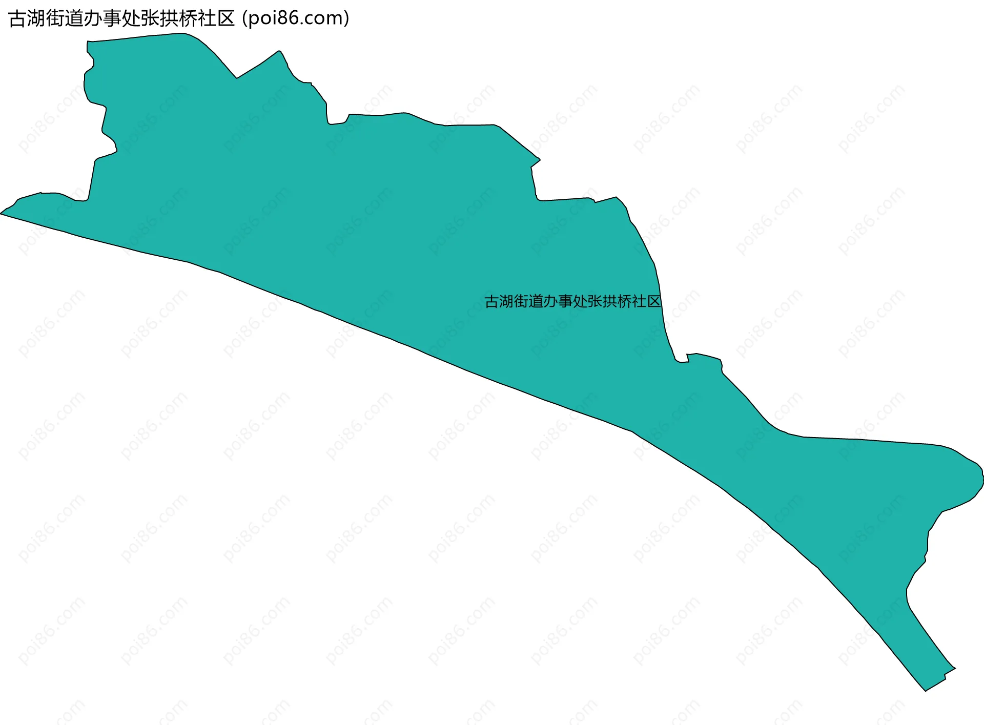 古湖街道办事处张拱桥社区边界地图