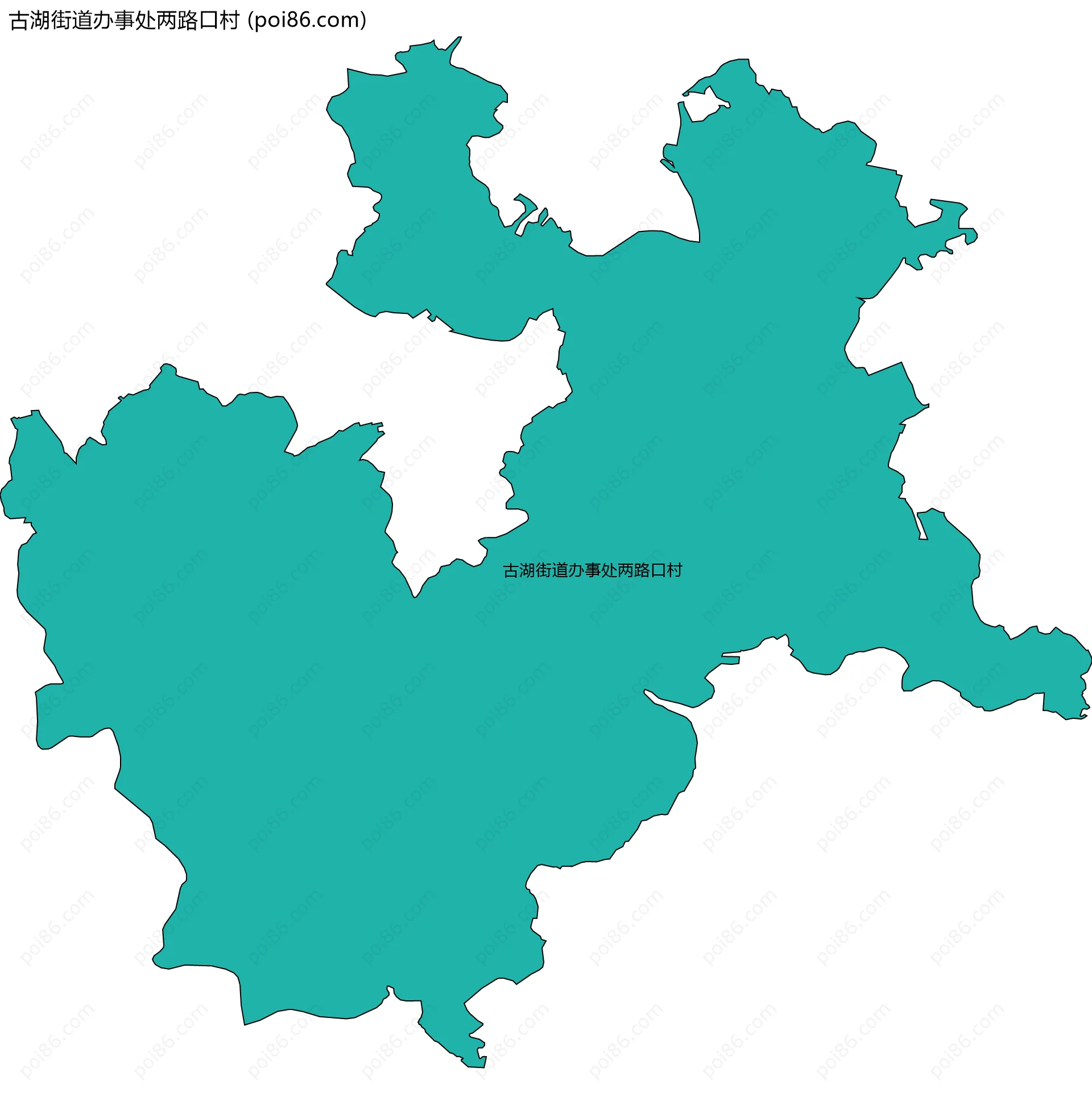 古湖街道办事处两路口村边界地图