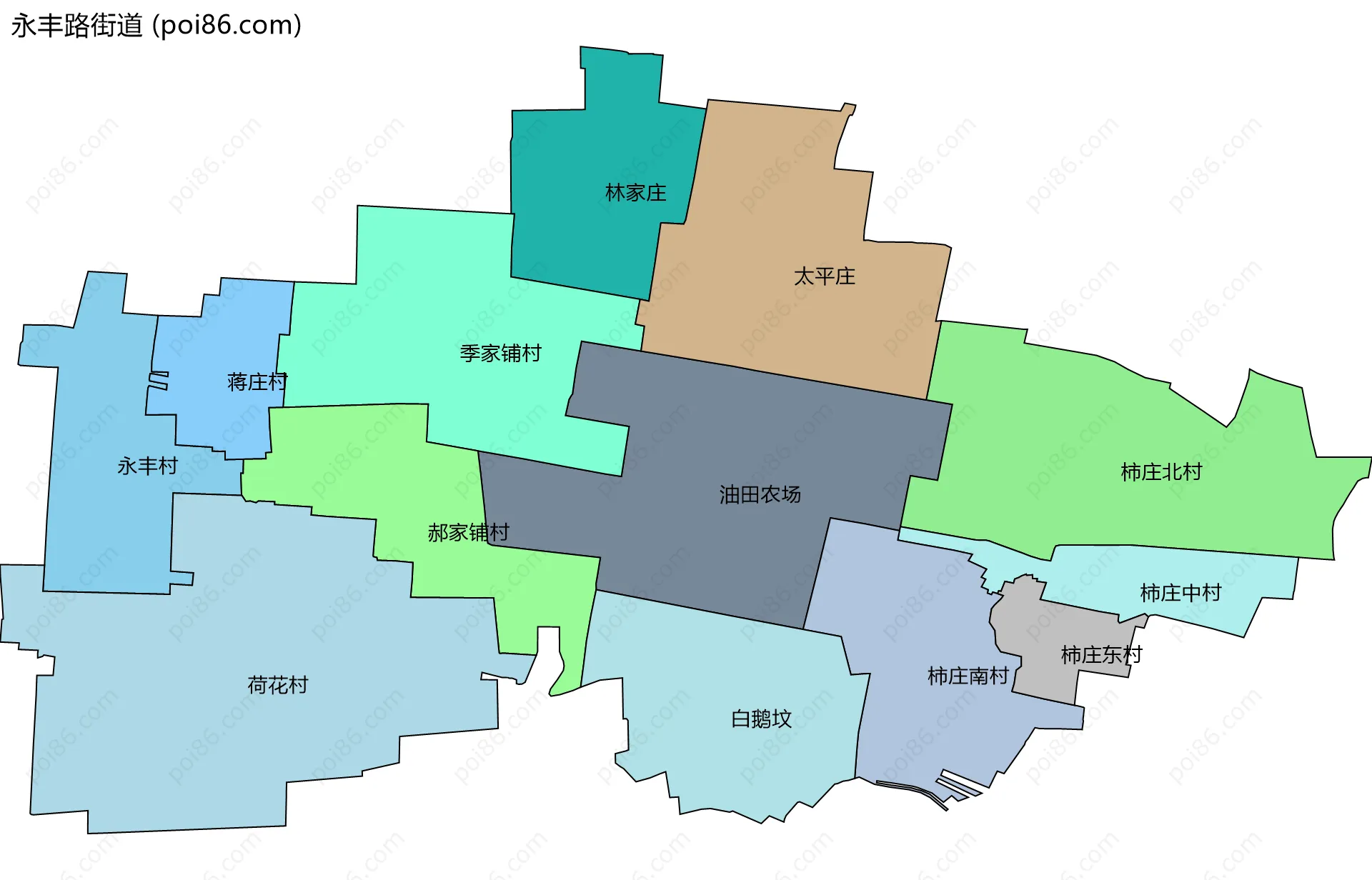 永丰路街道边界地图(五级行政区划)