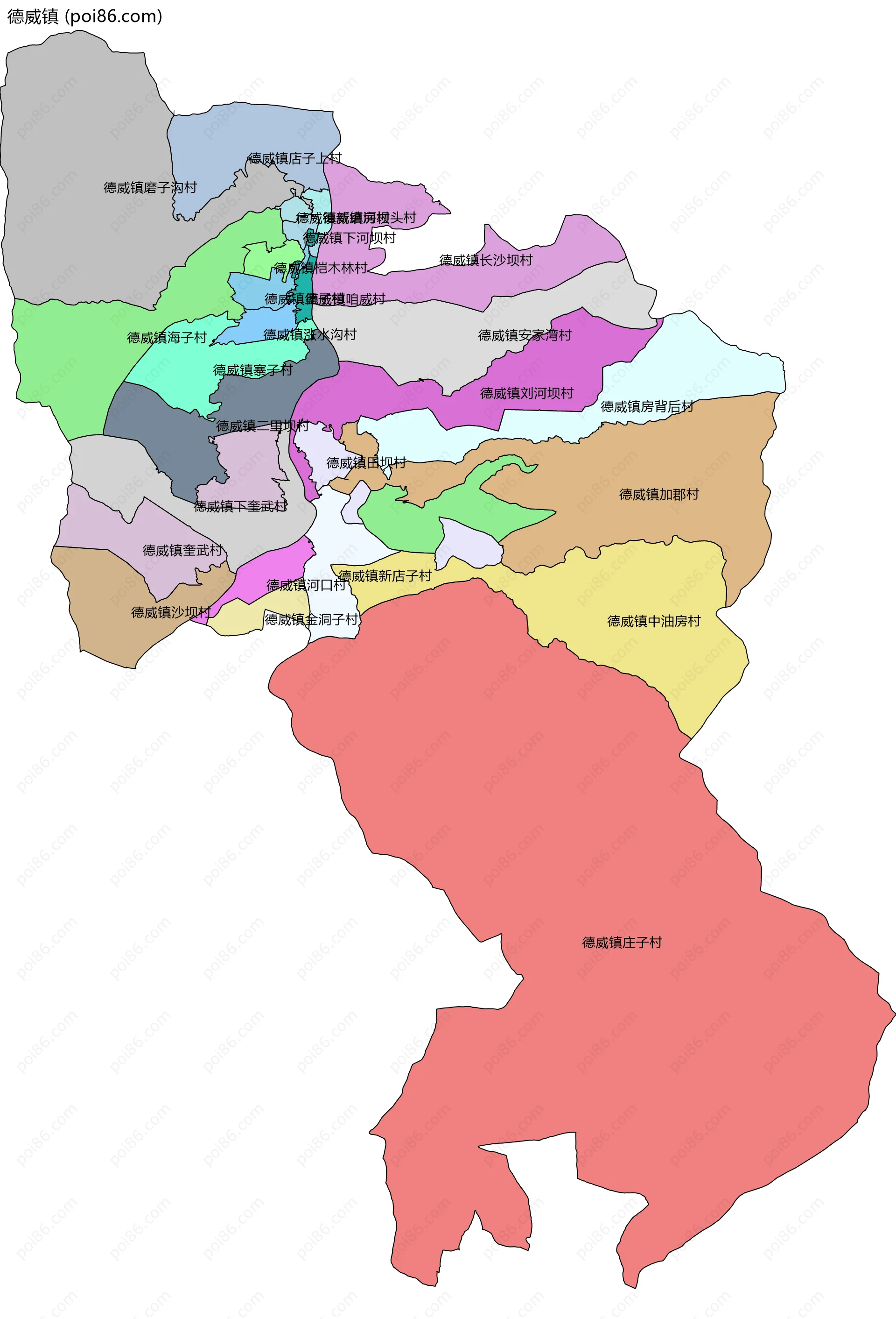 德威镇边界地图(五级行政区划)